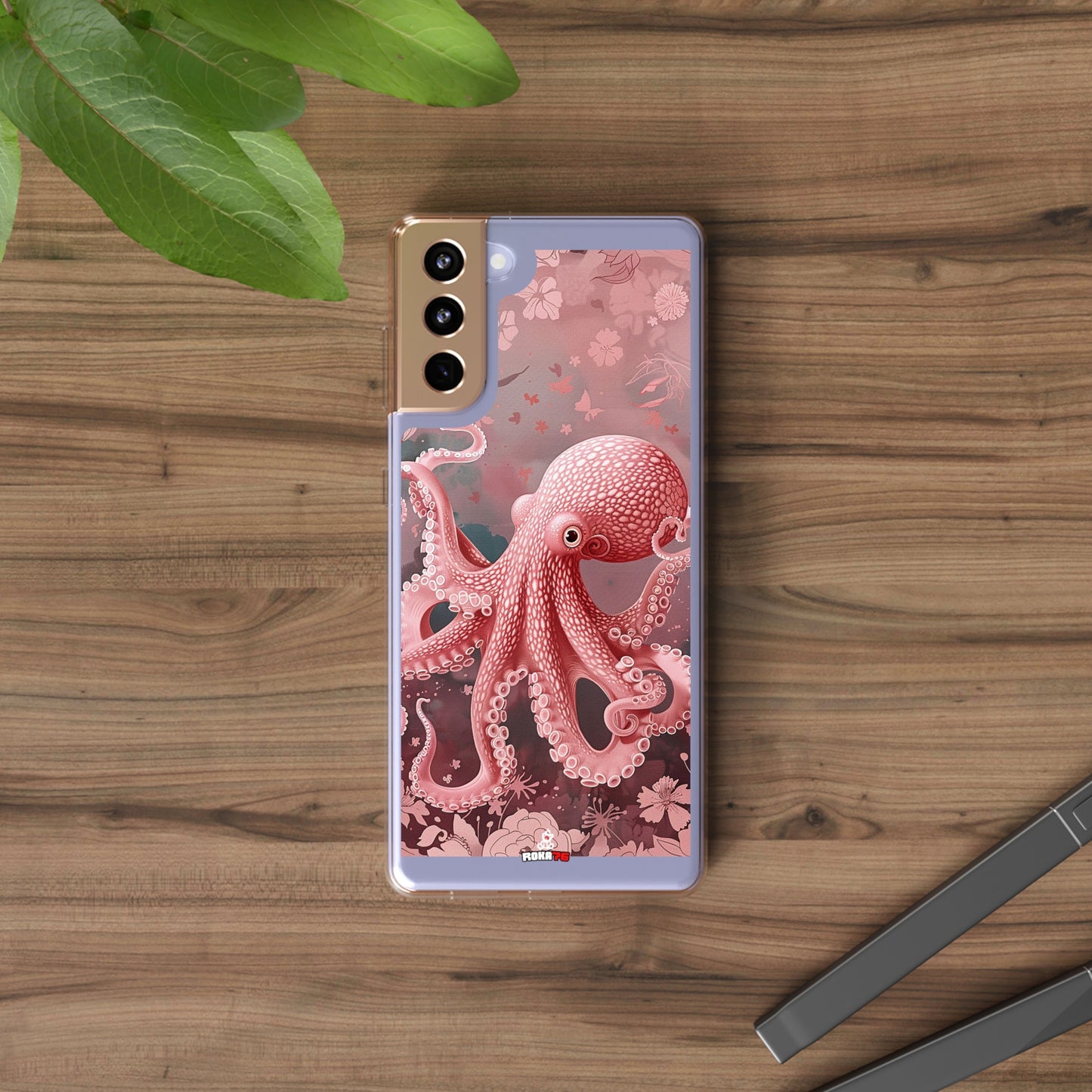 Clear Phone Cases Pink Octopus