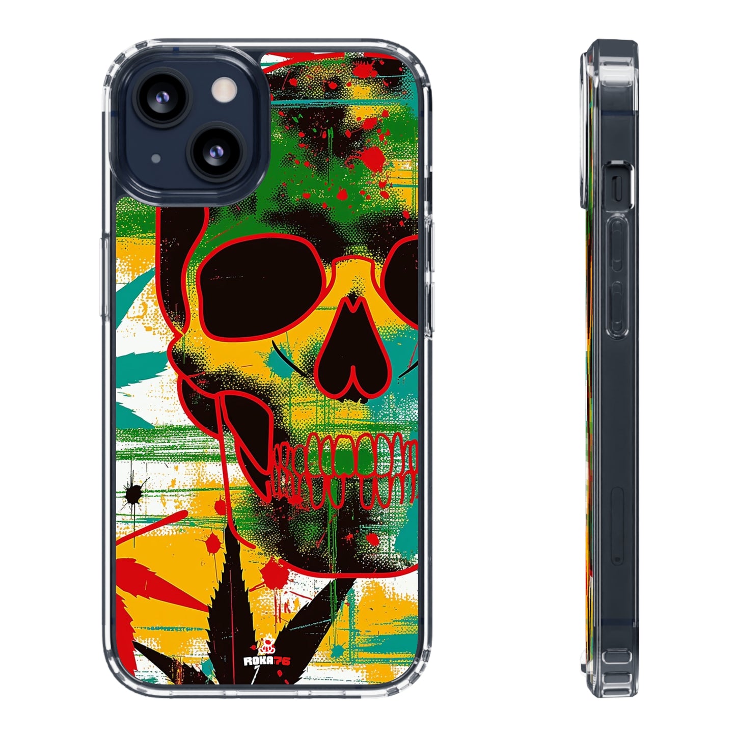 Clear Phone Cases Graphic Skull Cannabis