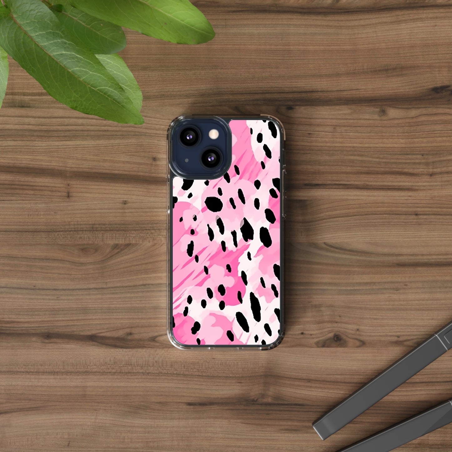 Clear Phone Cases Pink Leopard Spots