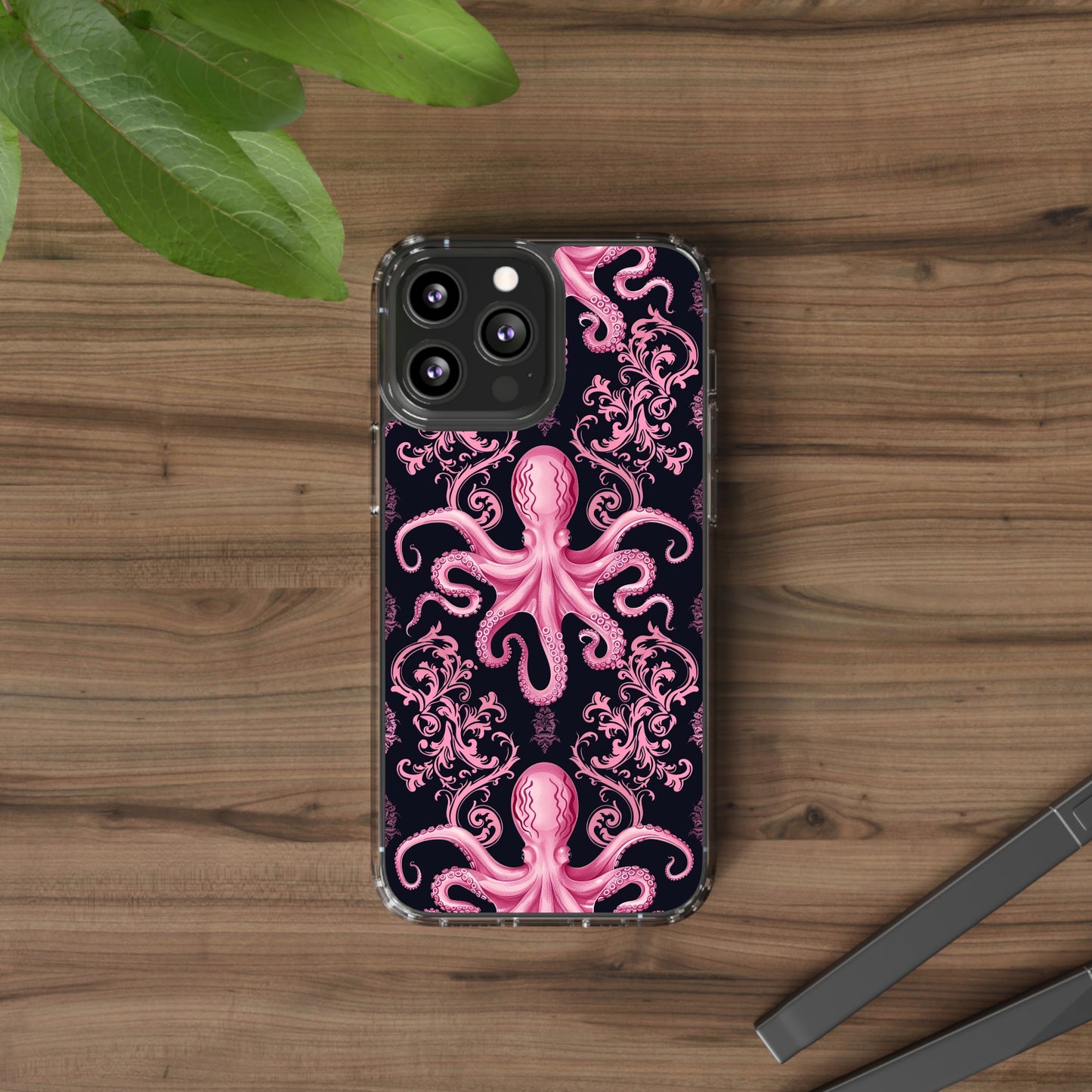 Clear Phone Cases Pink Octopus