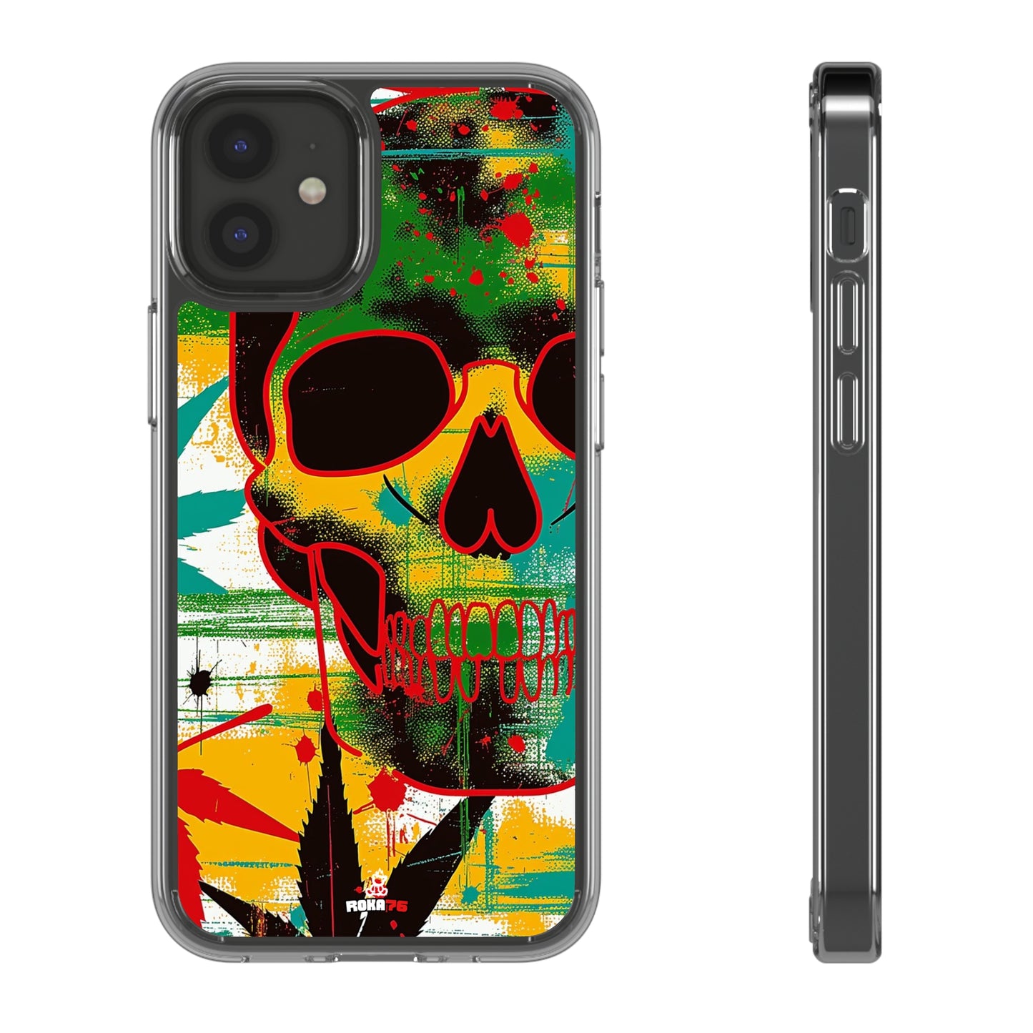 Clear Phone Cases Graphic Skull Cannabis