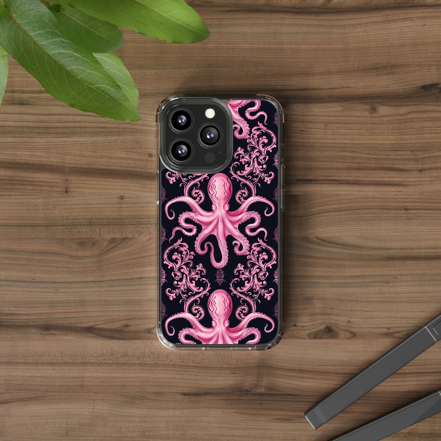 Clear Phone Cases Pink Octopus