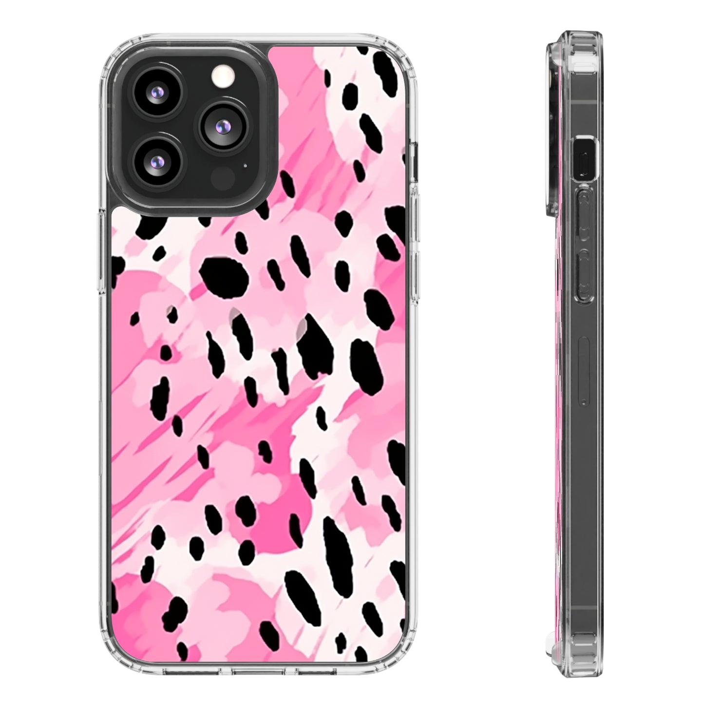 Clear Phone Cases Pink Leopard Spots