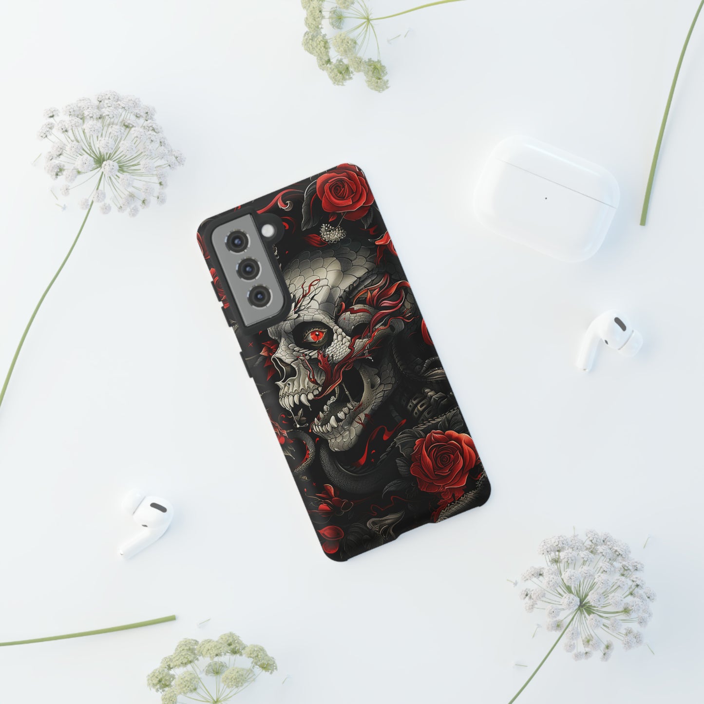 Tough Phone Case Skull and Rose 03