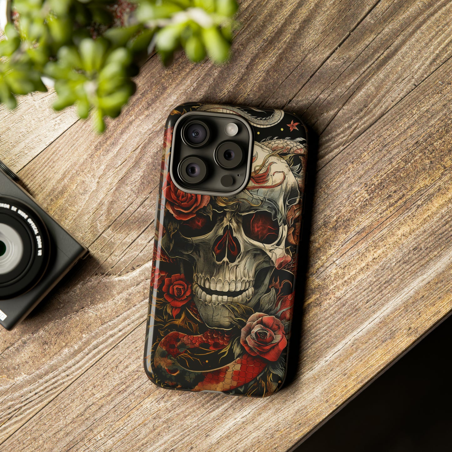 Tough Phone Case Skull and Rose 02