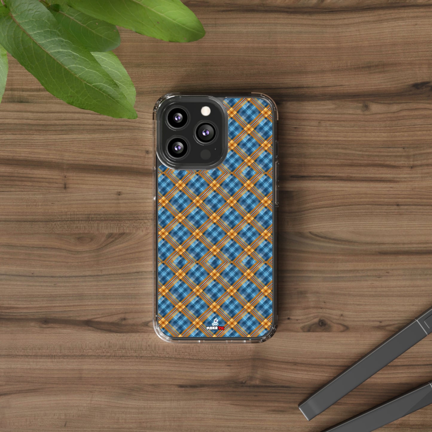 Clear Phone Cases Plaid Design