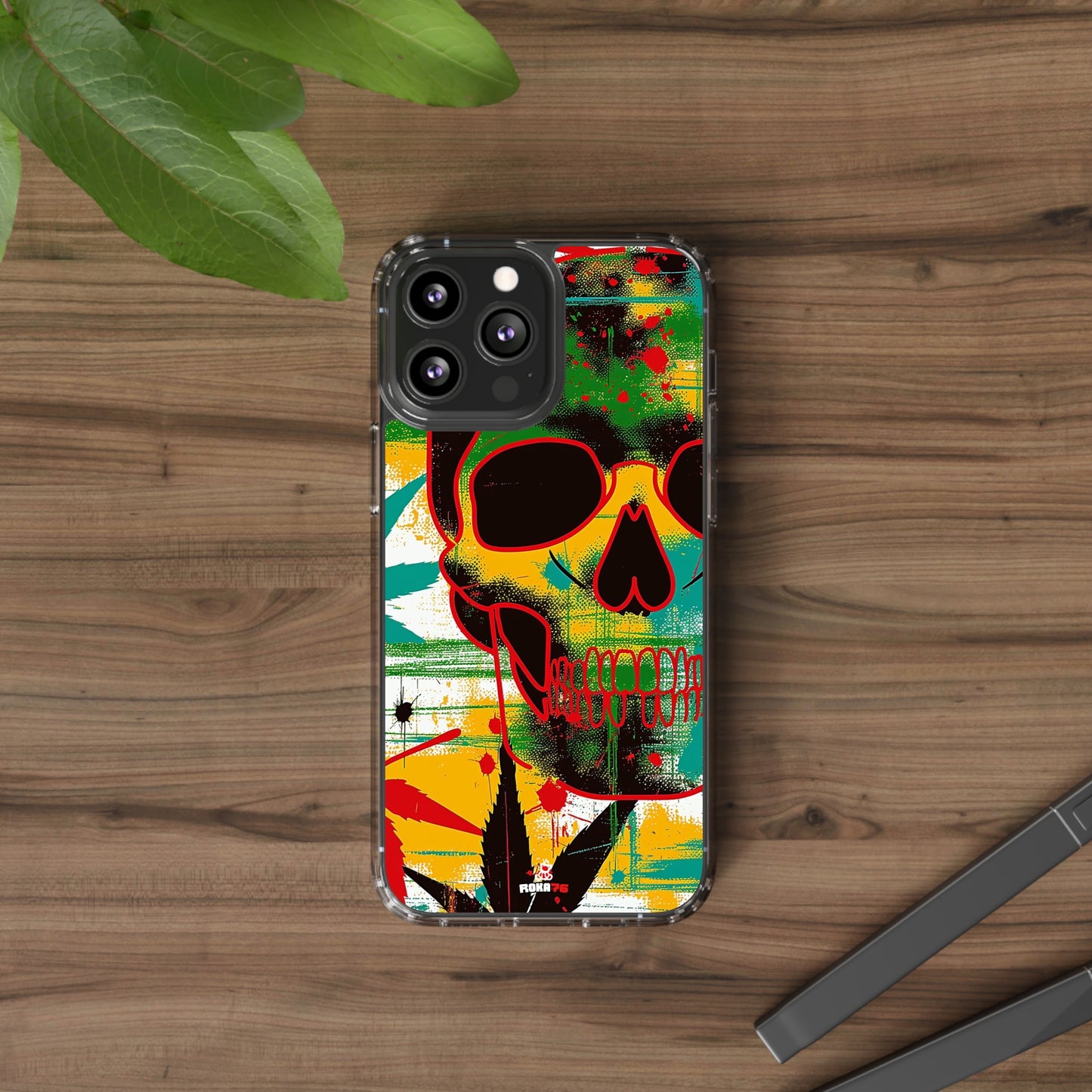 Clear Phone Cases Graphic Skull Cannabis