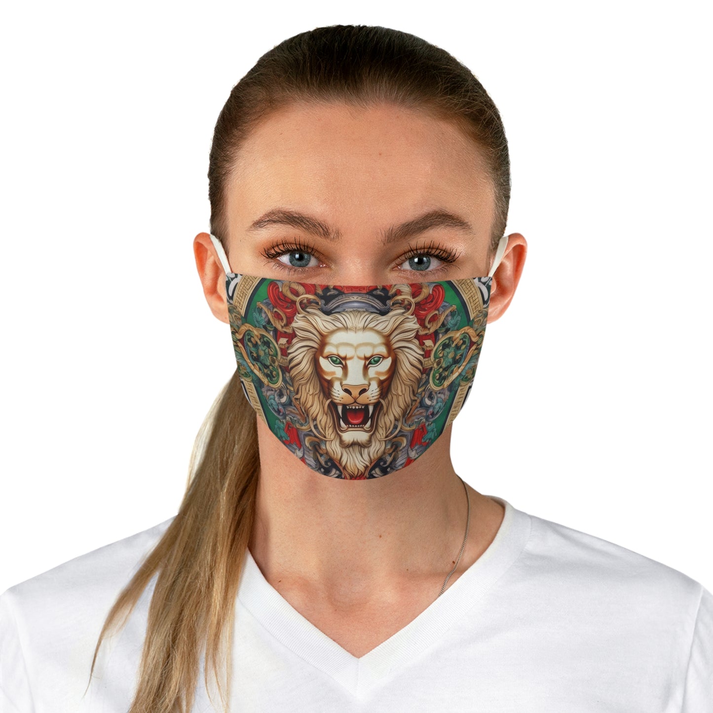 Fabric Face Mask Gold Lion Design