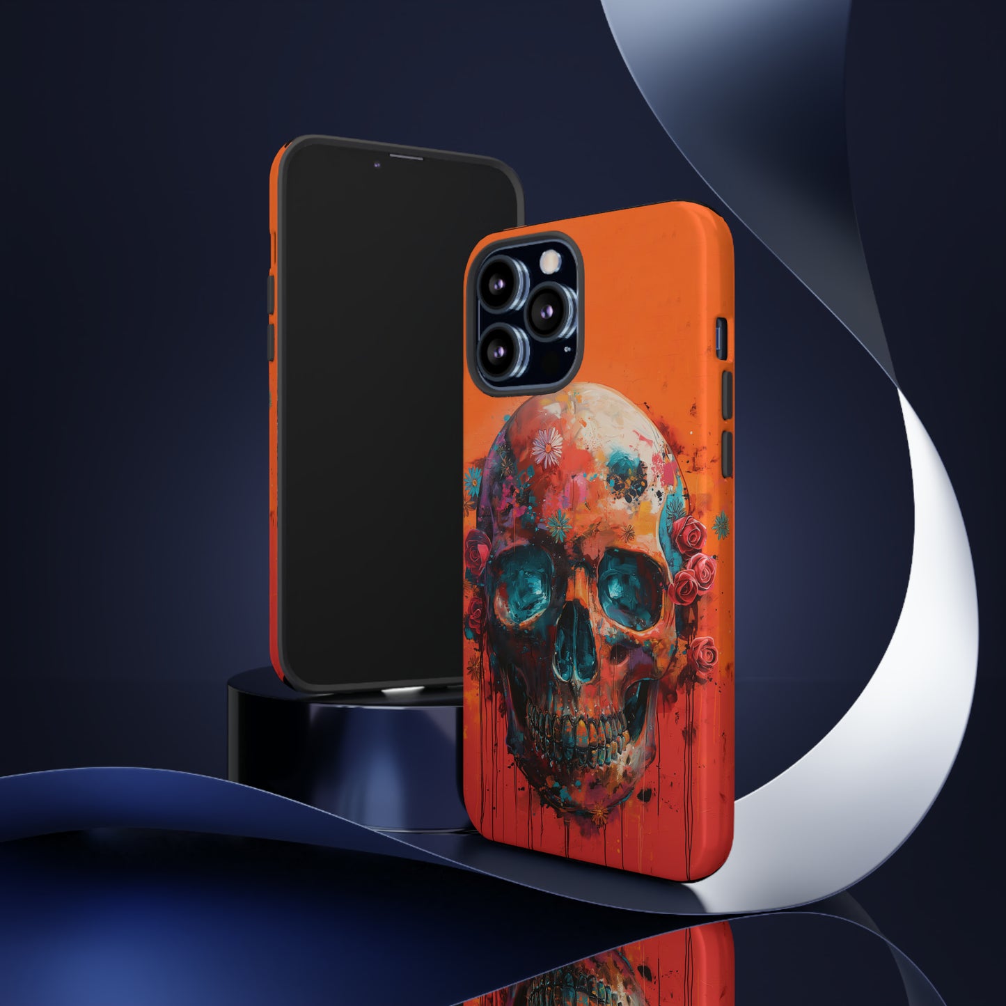 Tough Phone Case Orange Skull