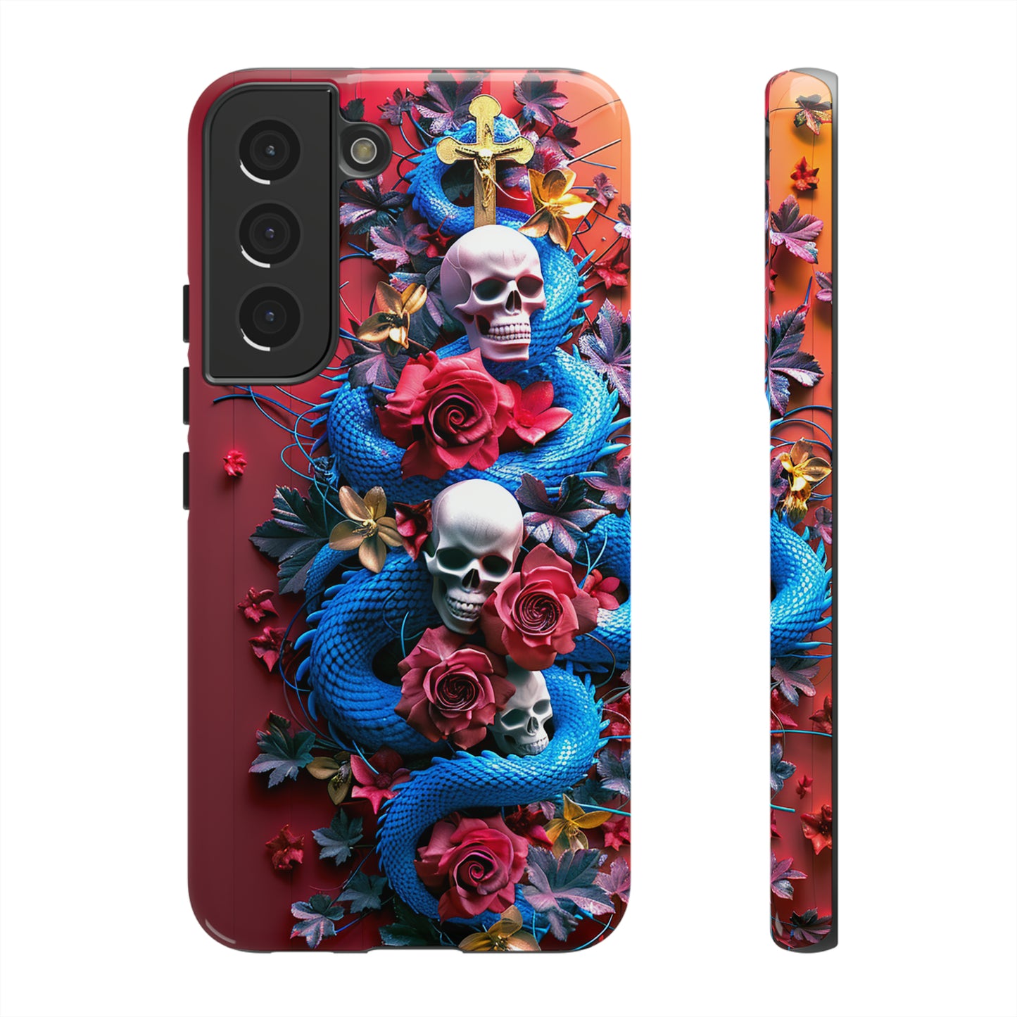 Tough Phone Case Skull and Snake