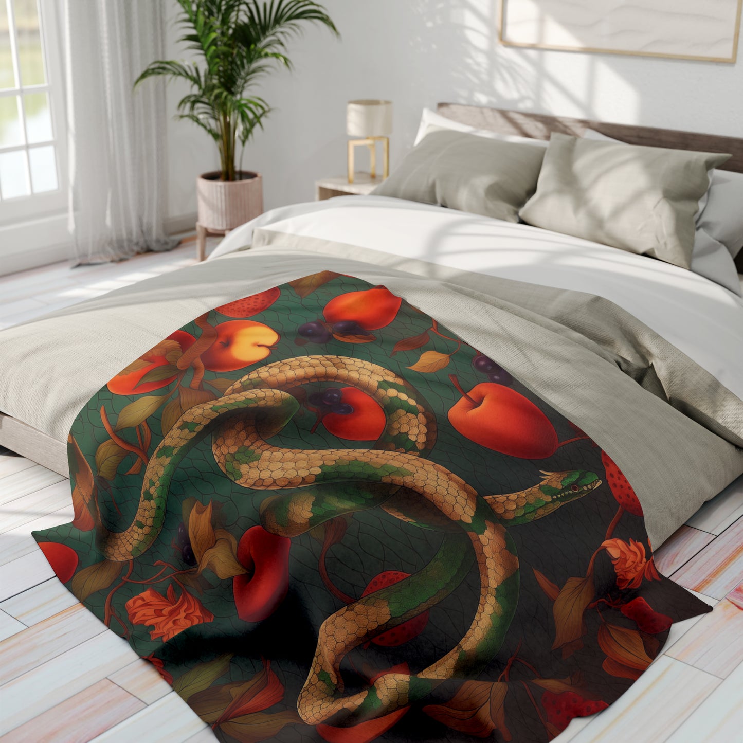 Arctic Fleece Blanket Snake and Apples