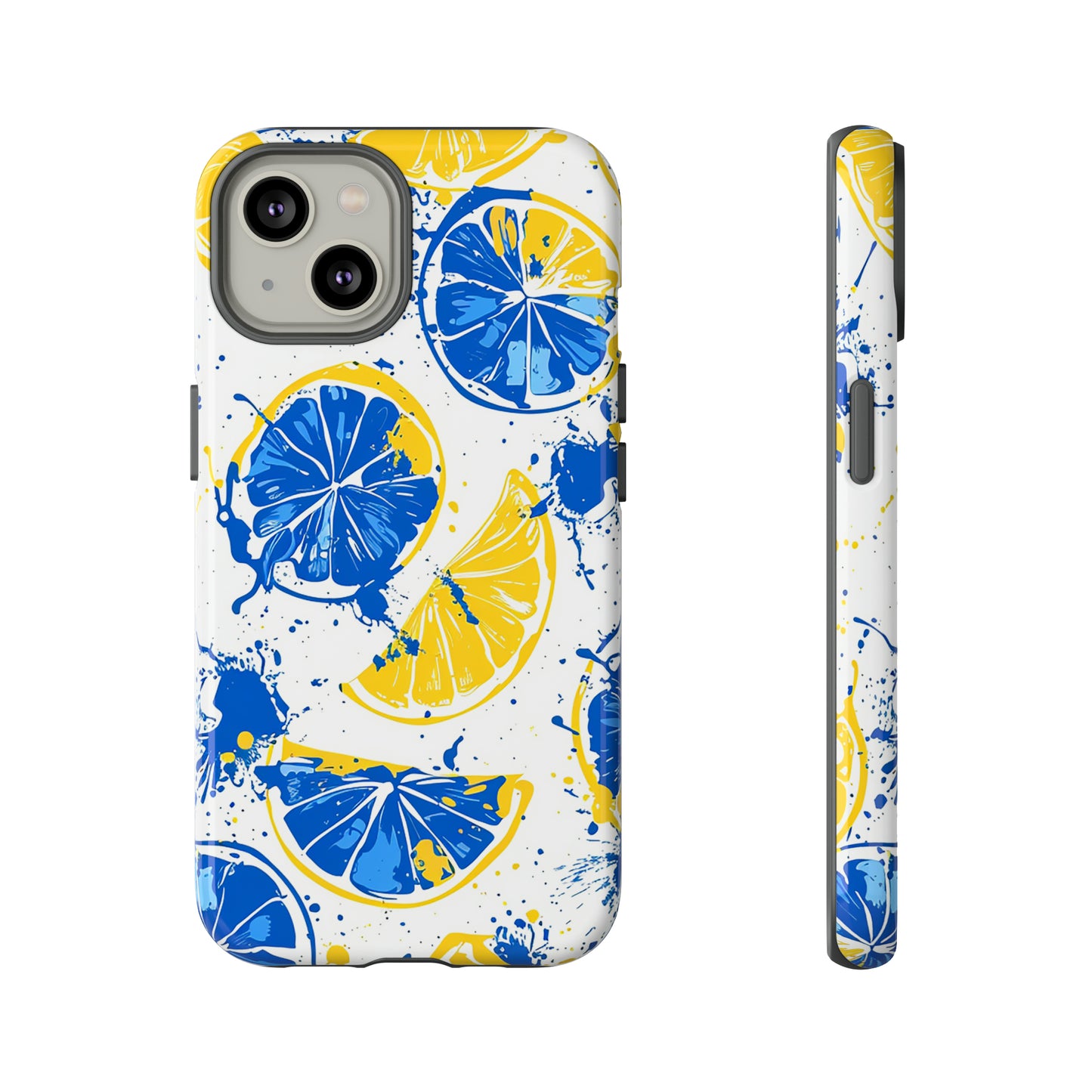 Tough Phone Case Lemon Blue and Yellow