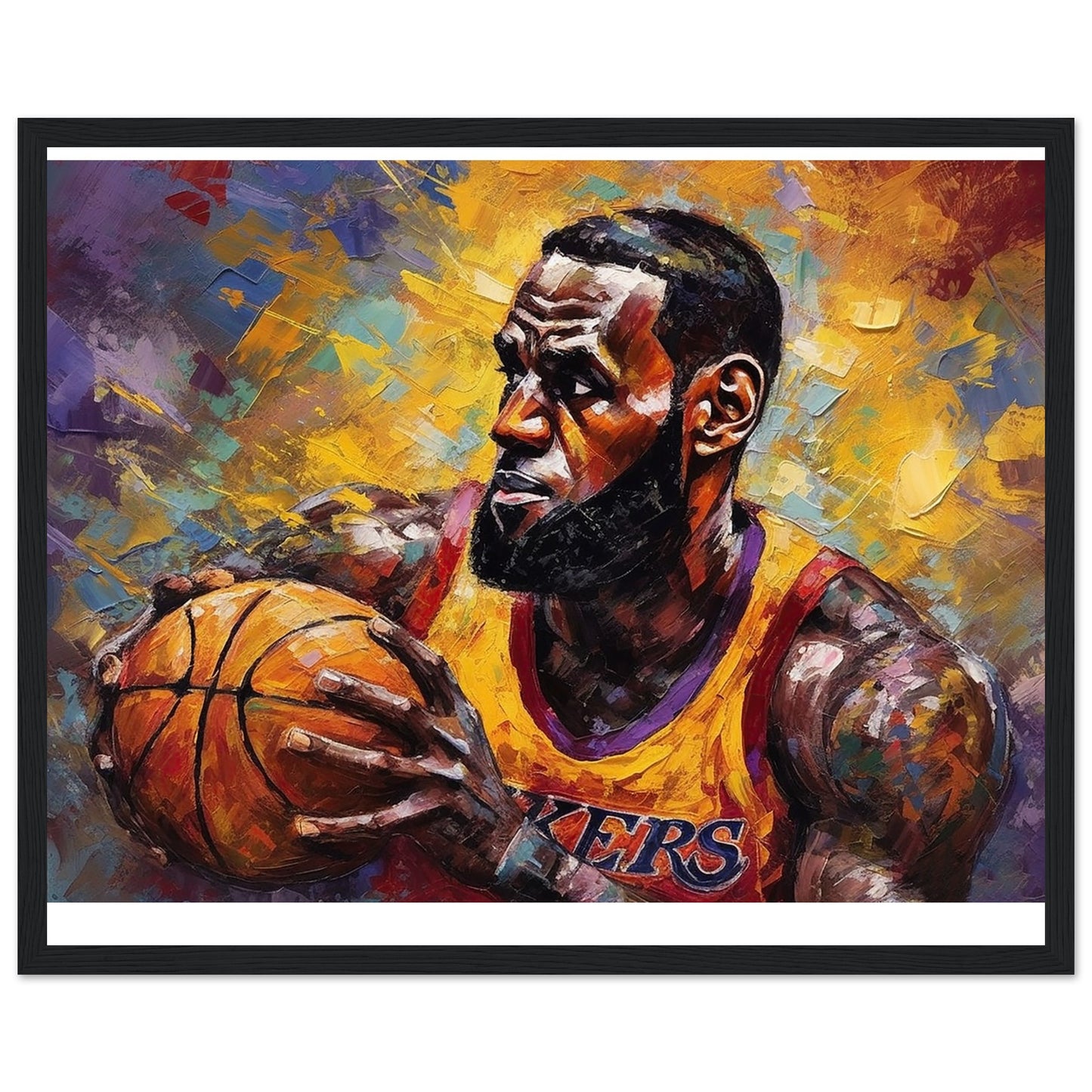 Courtside Majesty Lebron James on Wooden Framed