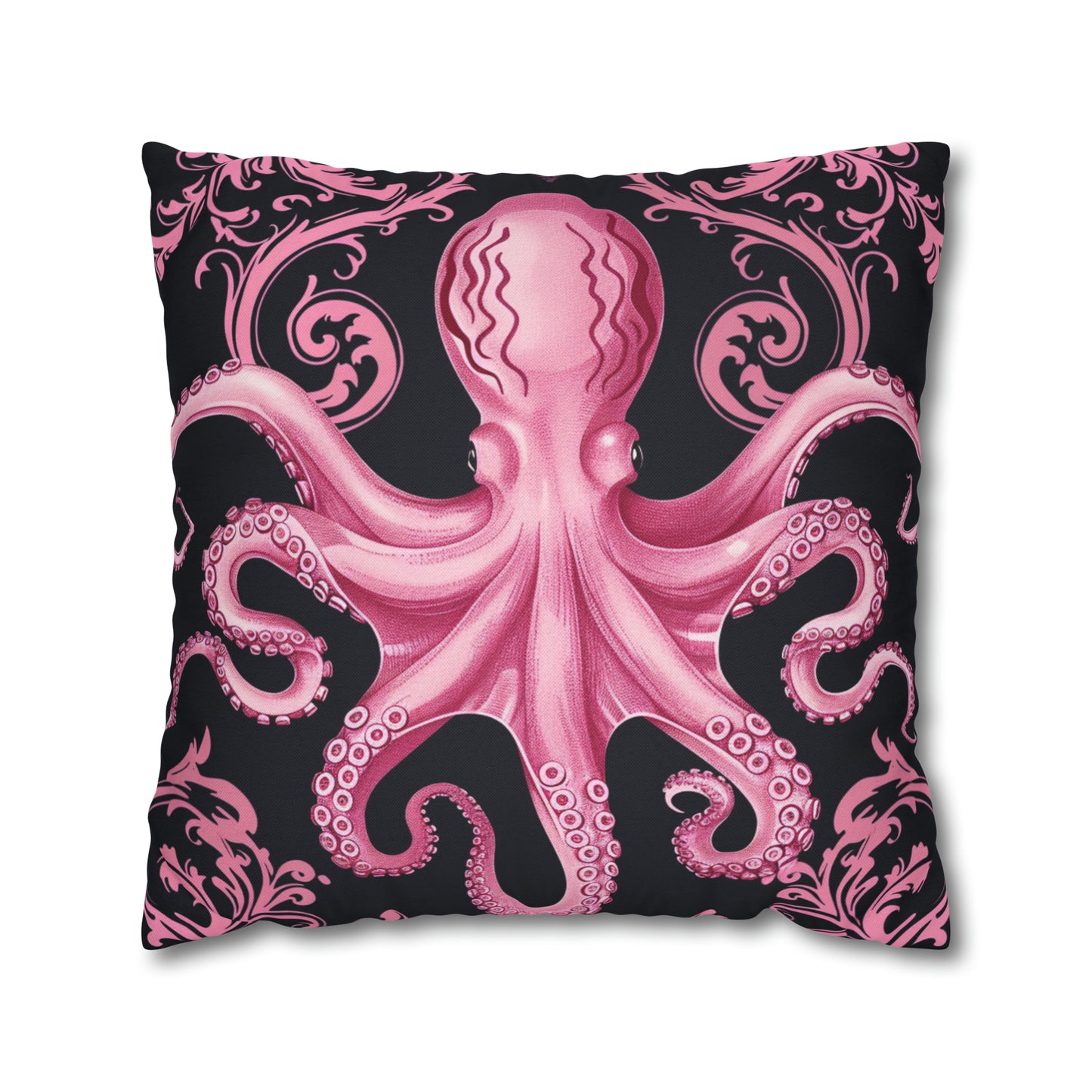 Spun Polyester Square Pillow Pink Octopus