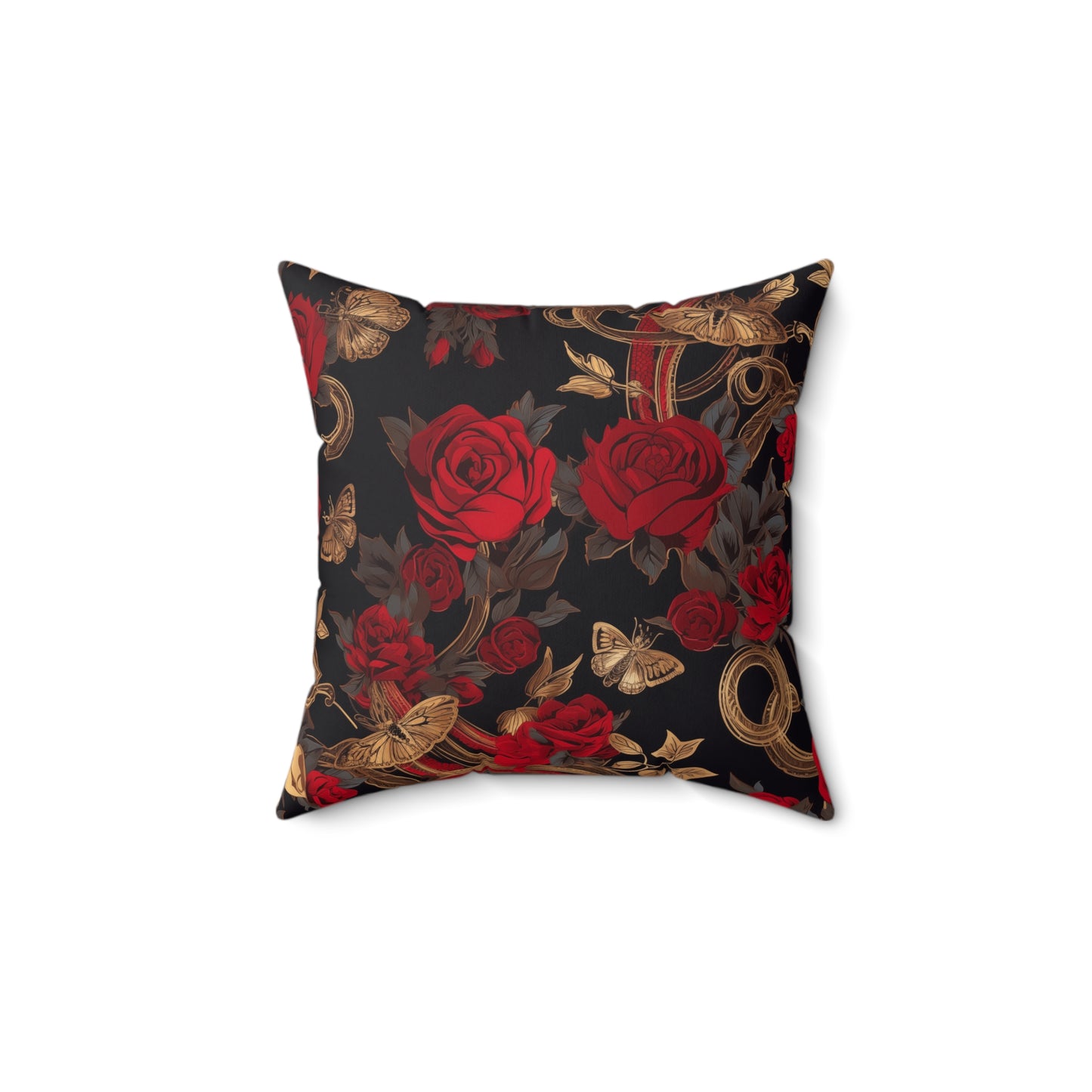 Spun Polyester Square Pillow Red Roses