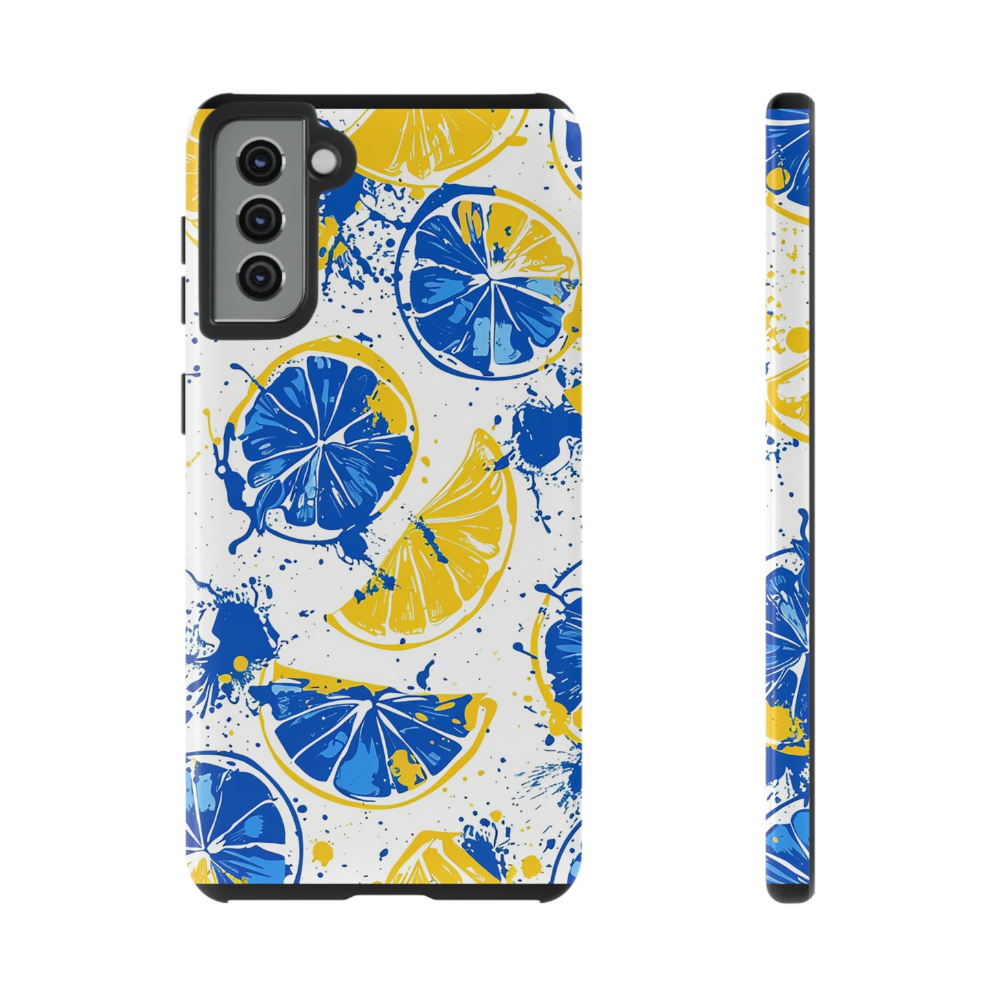 Tough Phone Case Lemon Blue and Yellow