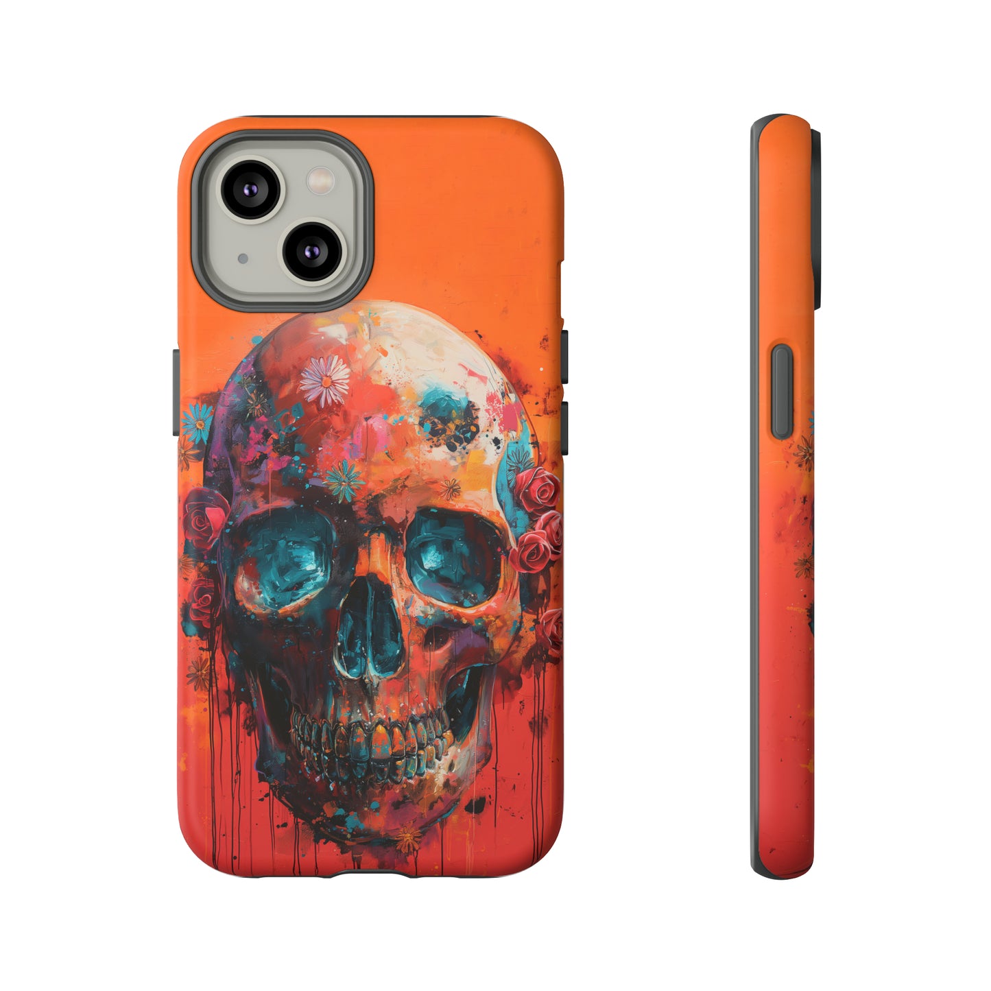 Tough Phone Case Orange Skull