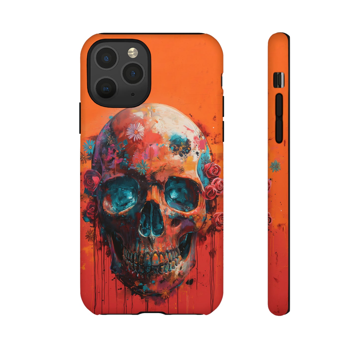 Tough Phone Case Orange Skull