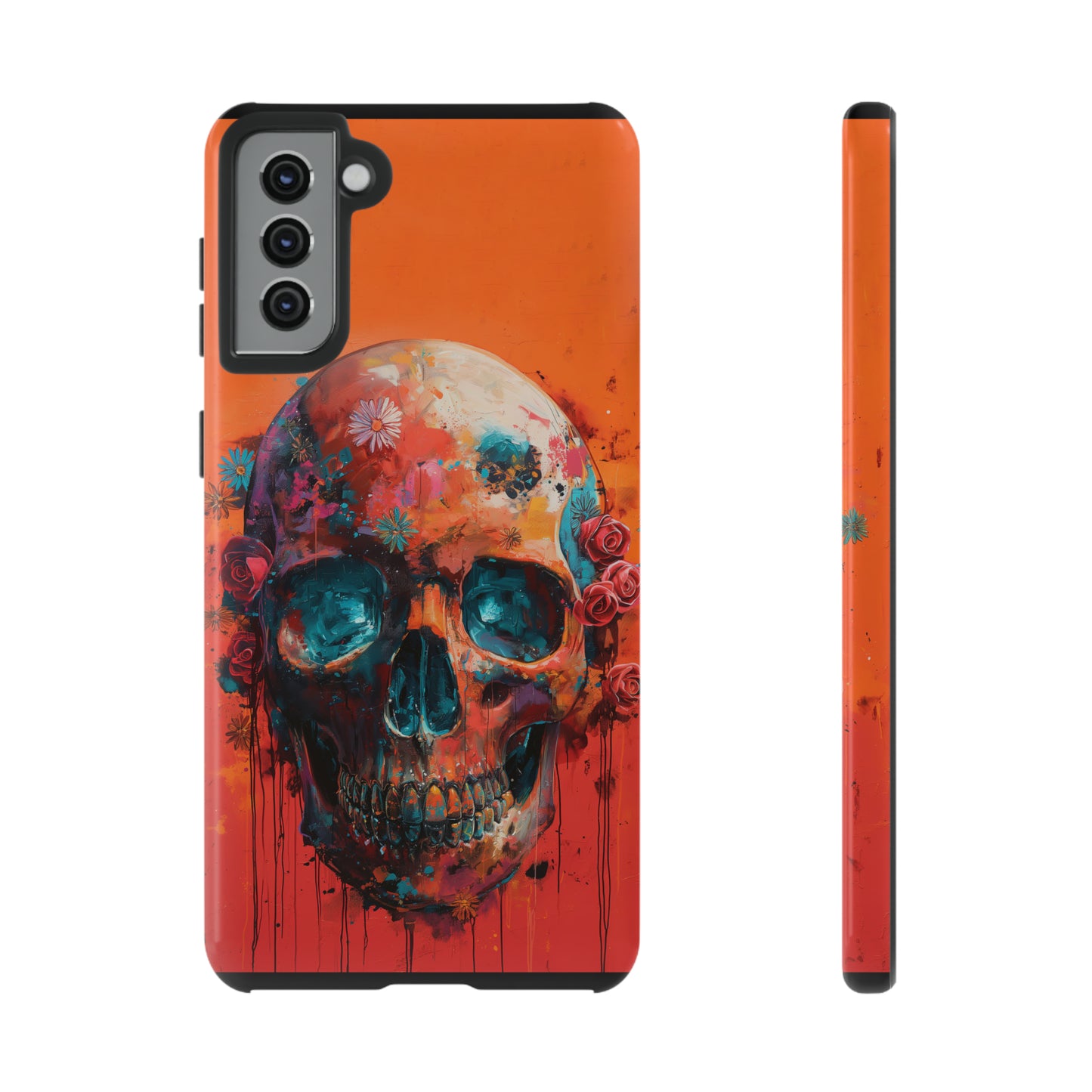 Tough Phone Case Orange Skull