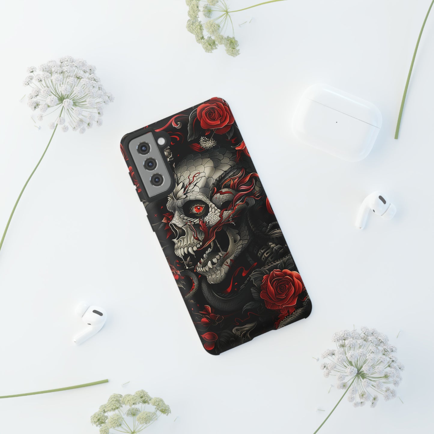 Tough Phone Case Skull and Rose 03