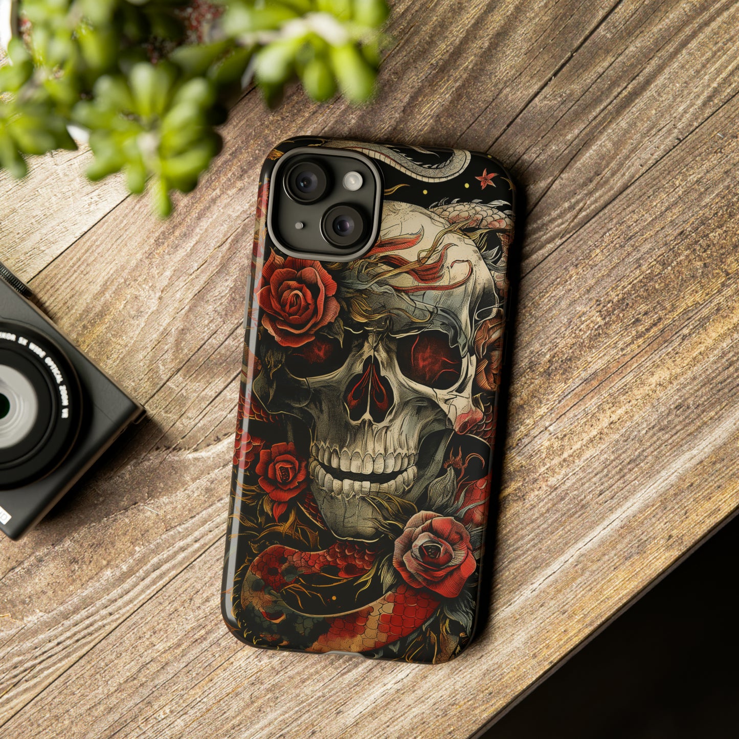 Tough Phone Case Skull and Rose 02