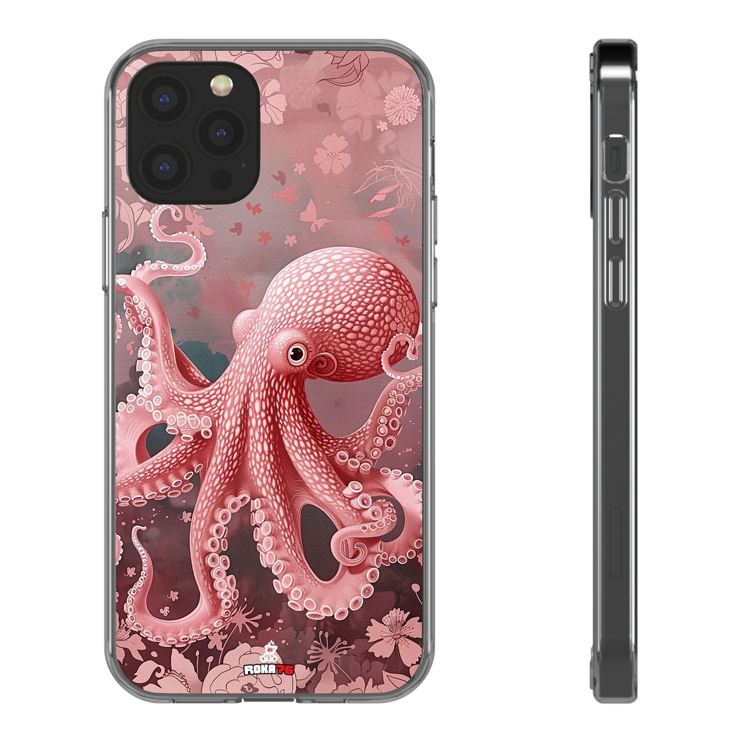 Clear Phone Cases Pink Octopus