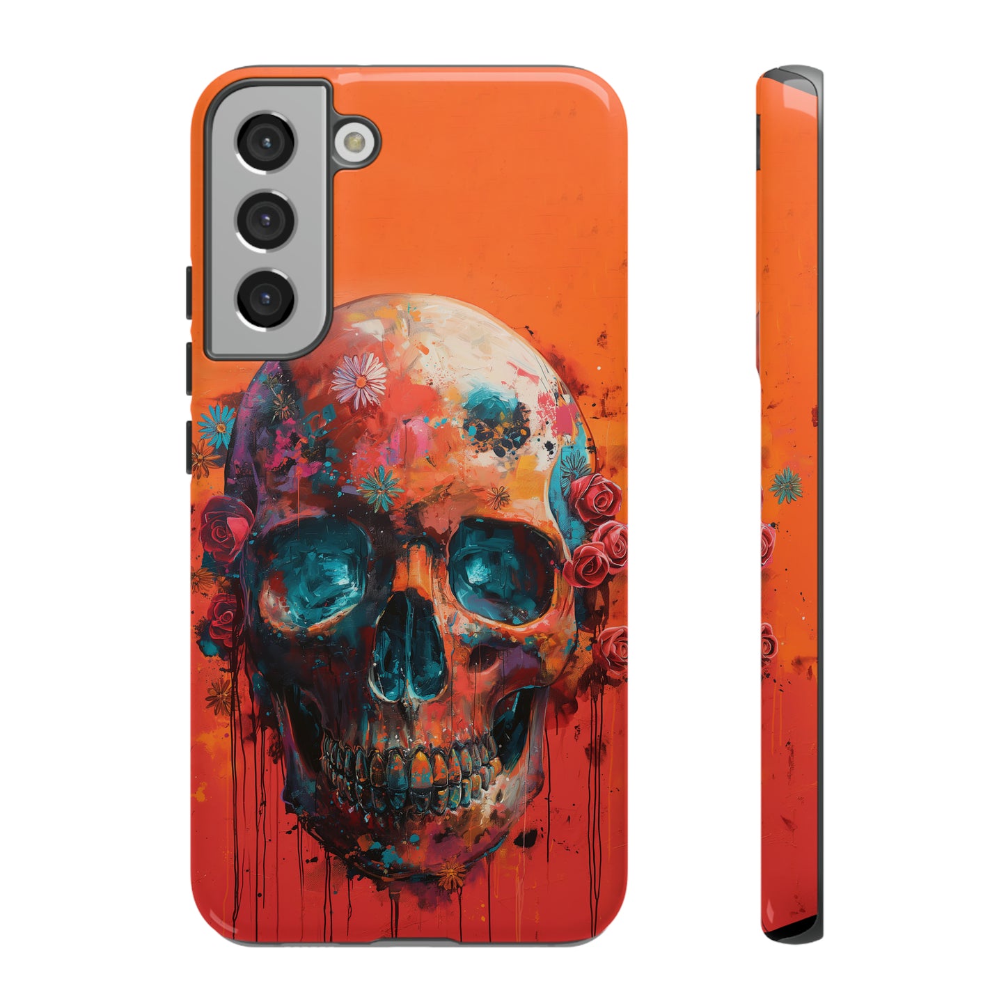 Tough Phone Case Orange Skull