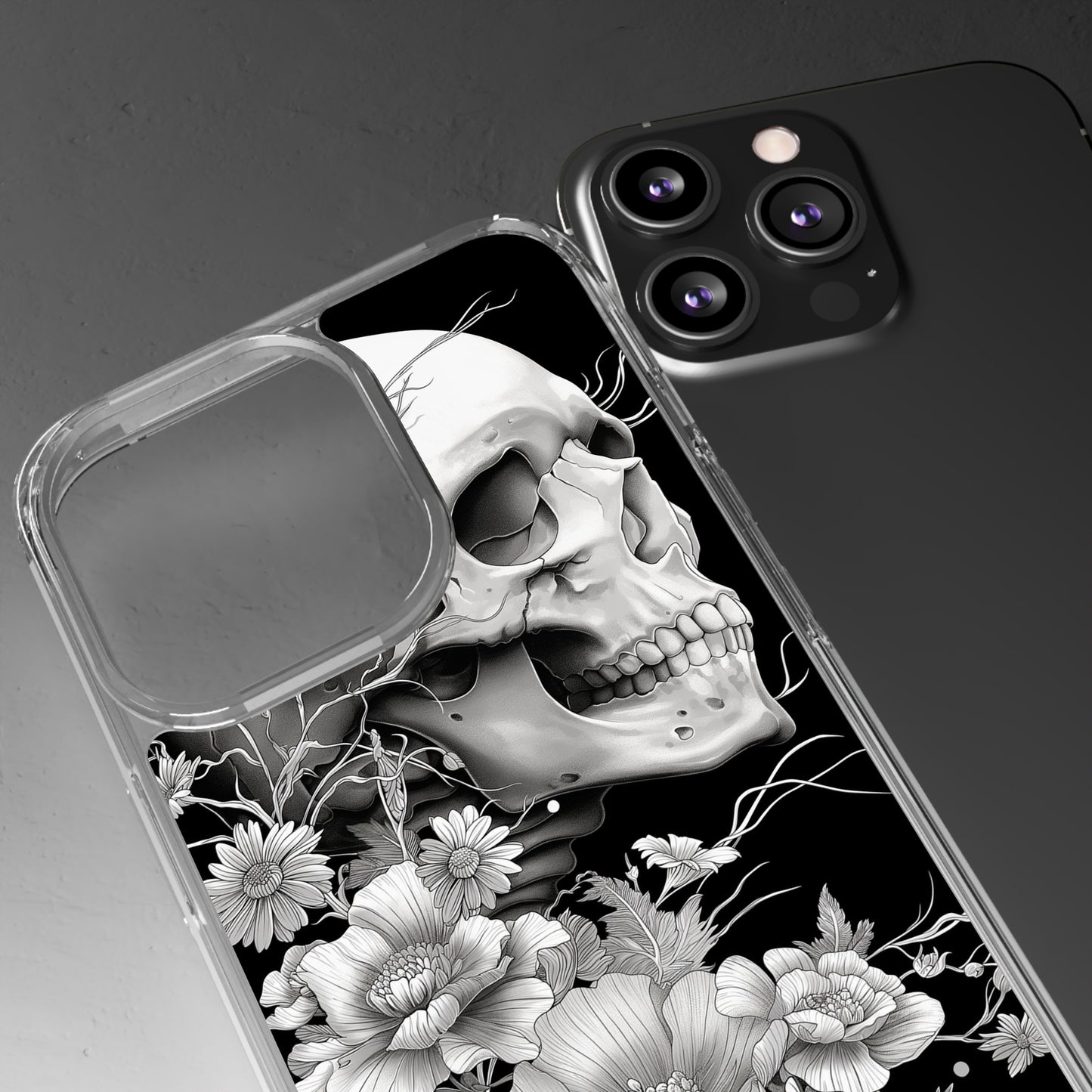 Clear Phone Cases White Skull