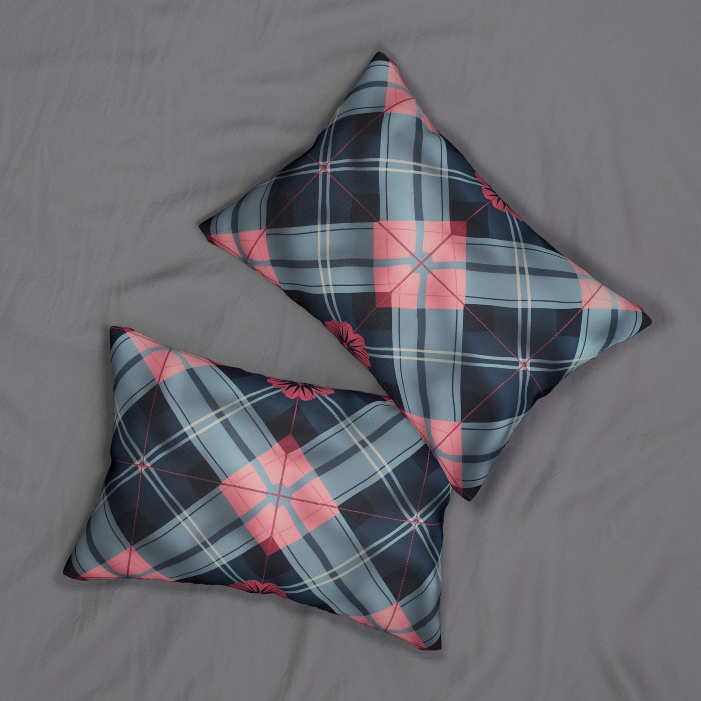 Spun Polyester Lumbar Pillow Blue Pink