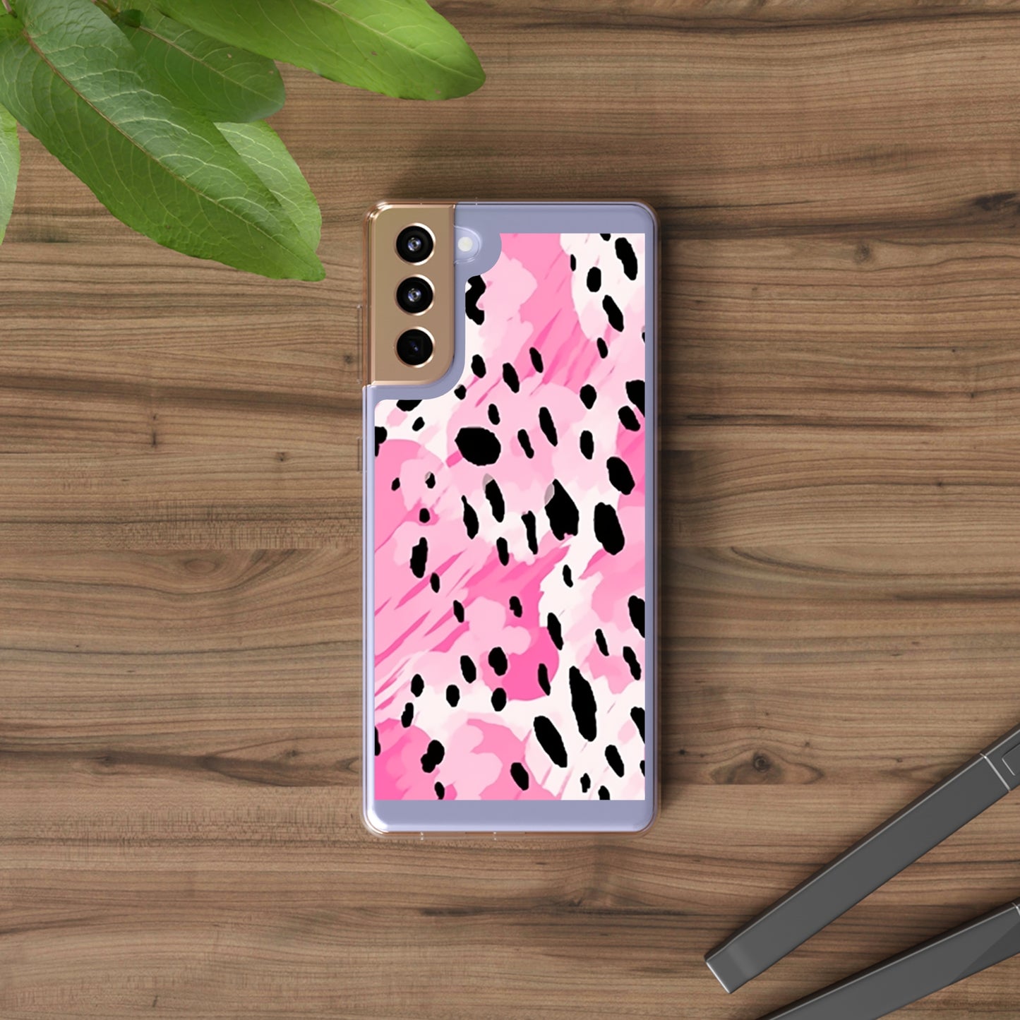 Clear Phone Cases Pink Leopard Spots