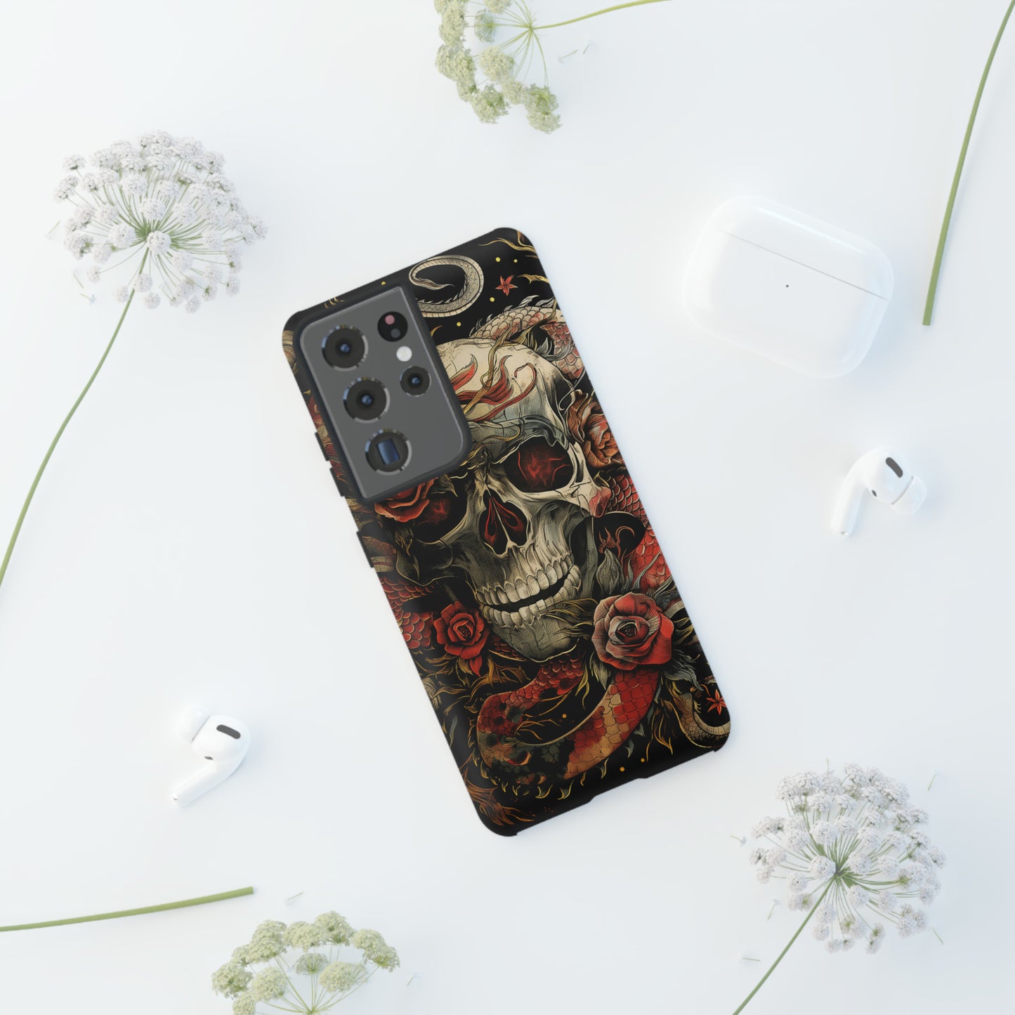 Tough Phone Case Skull and Rose 02