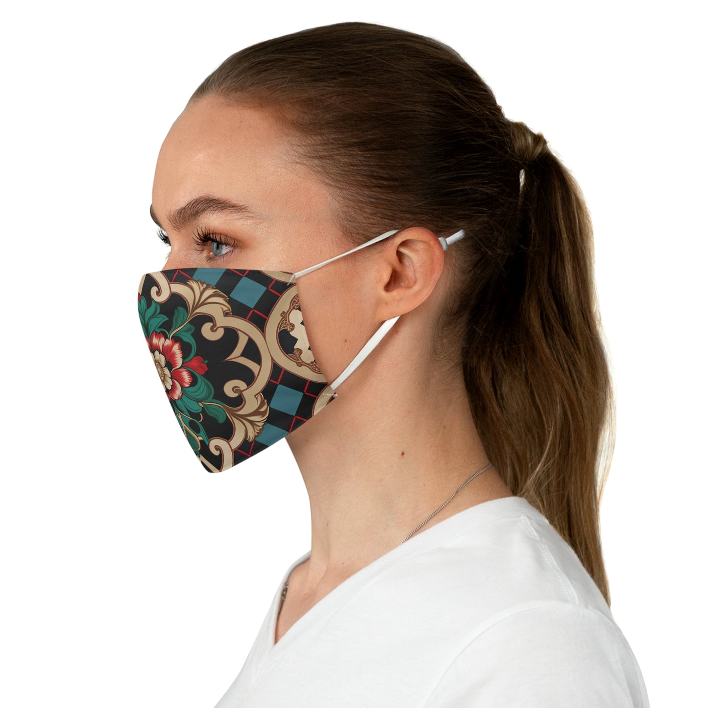 Fabric Face Mask Gold and Green Design