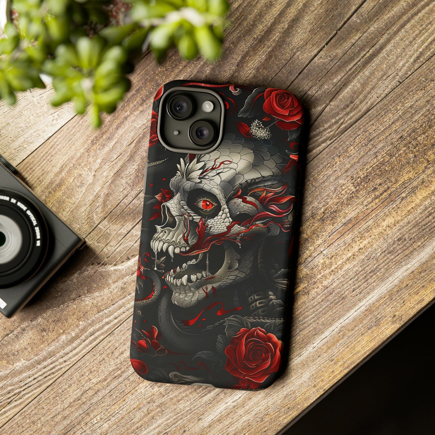 Tough Phone Case Skull and Rose 03