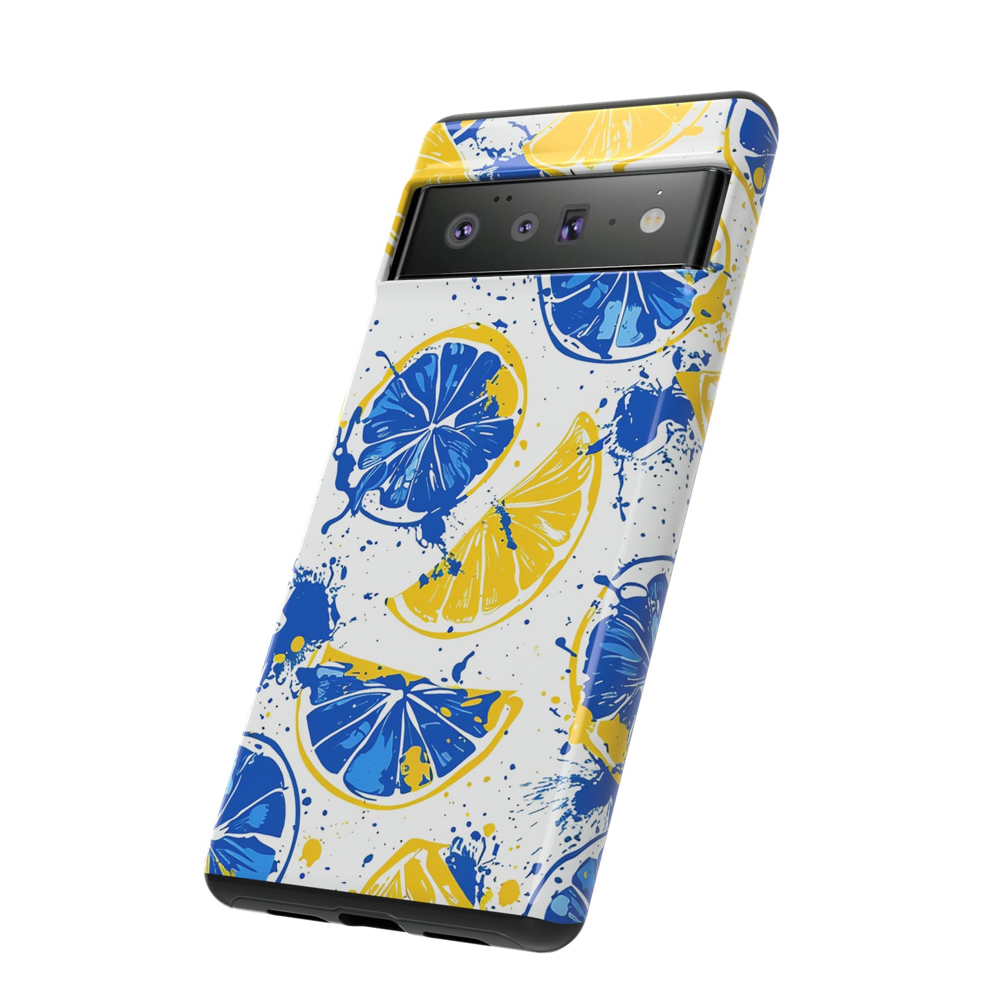 Tough Phone Case Lemon Blue and Yellow