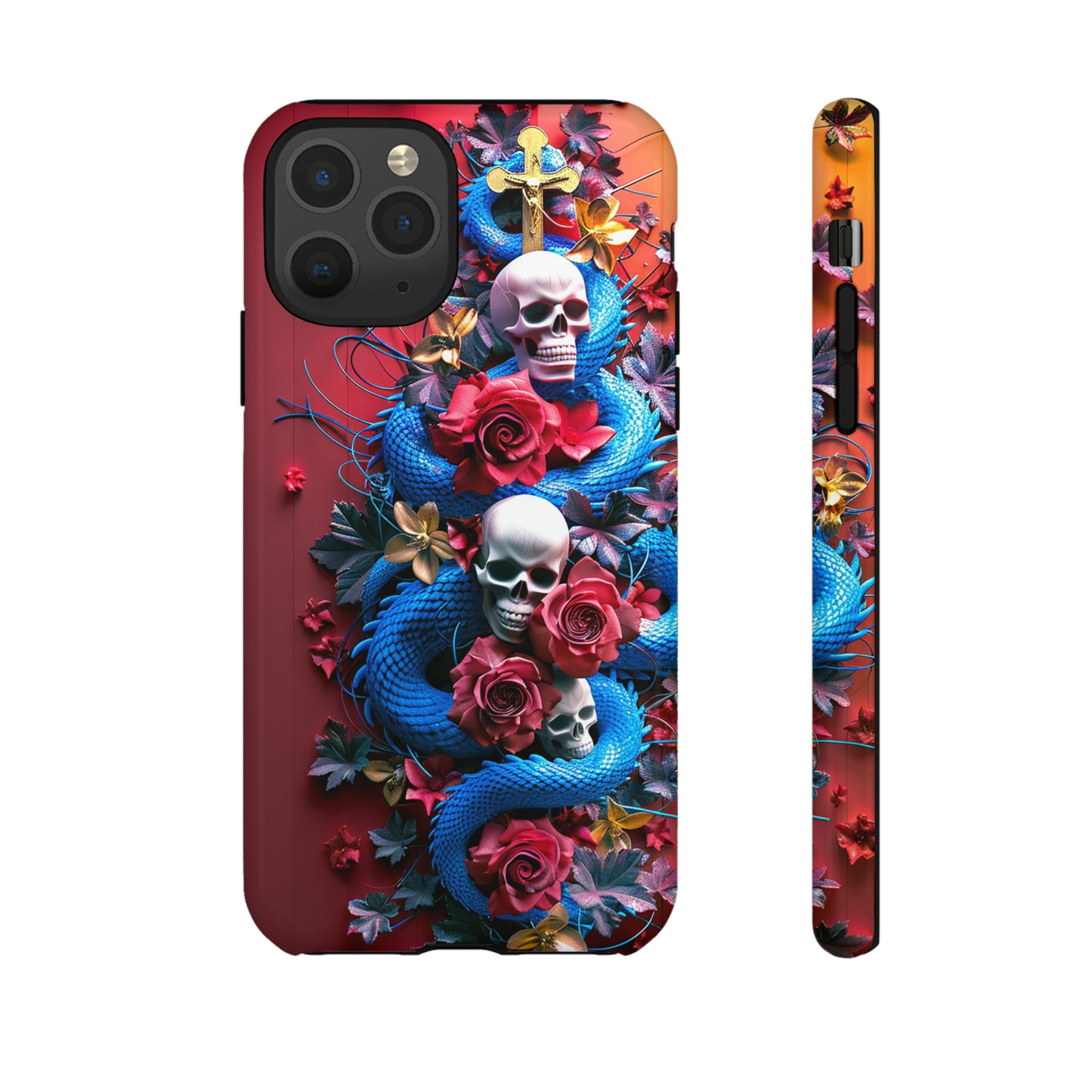 Tough Phone Case Skull and Snake