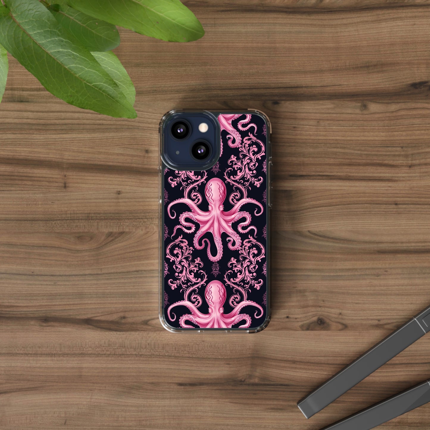 Clear Phone Cases Pink Octopus