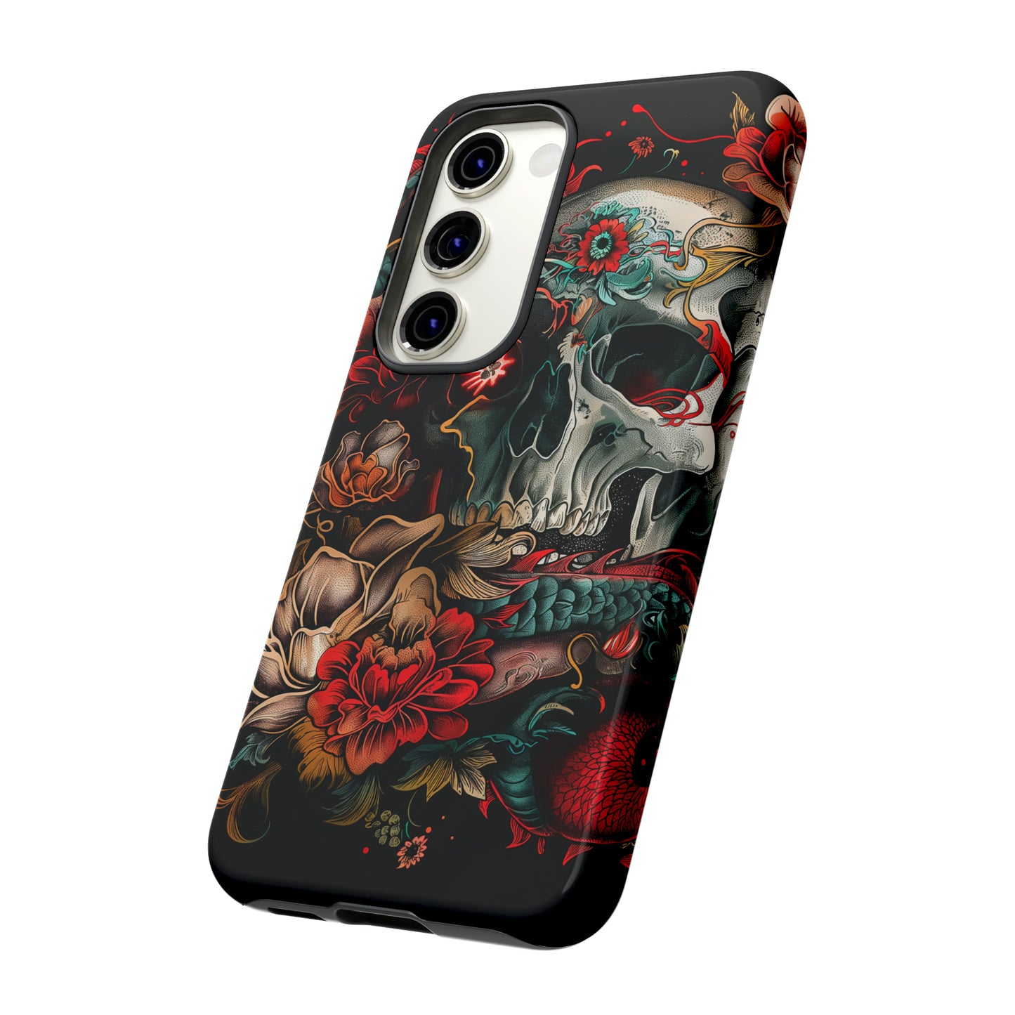 Tough Phone Case Skull and Rose