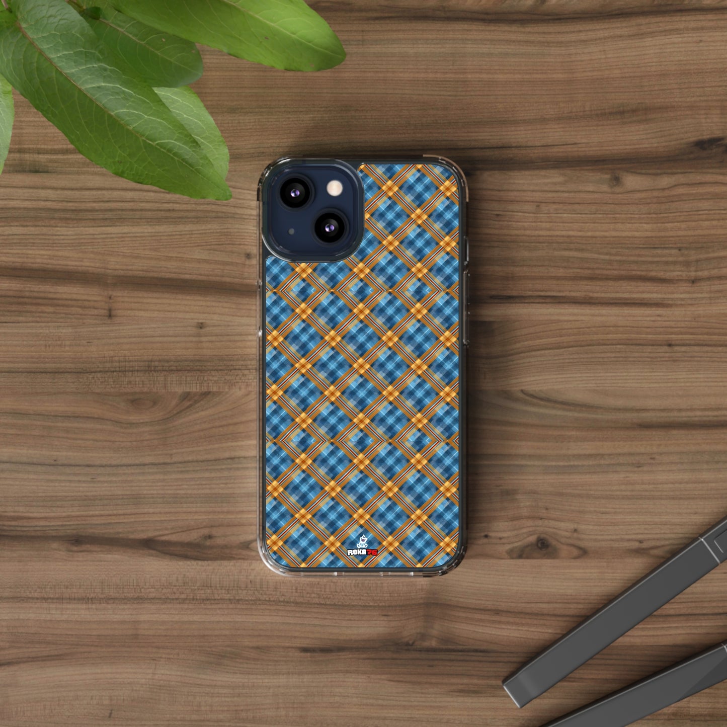 Clear Phone Cases Plaid Design