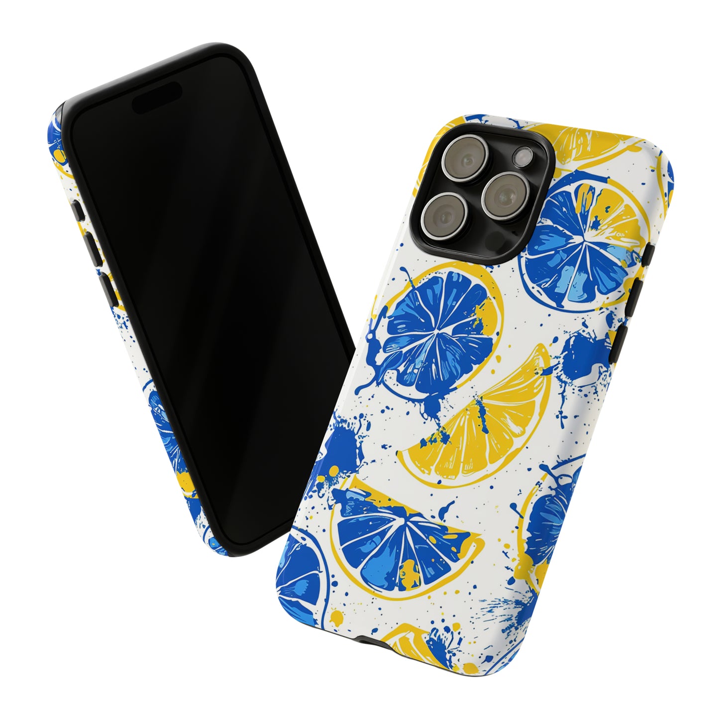 Tough Phone Case Lemon Blue and Yellow