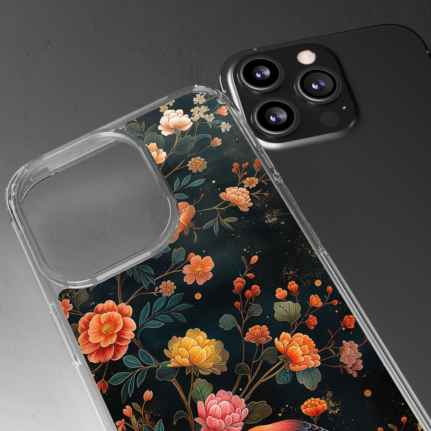 Clear Phone Cases Flower Bird Design