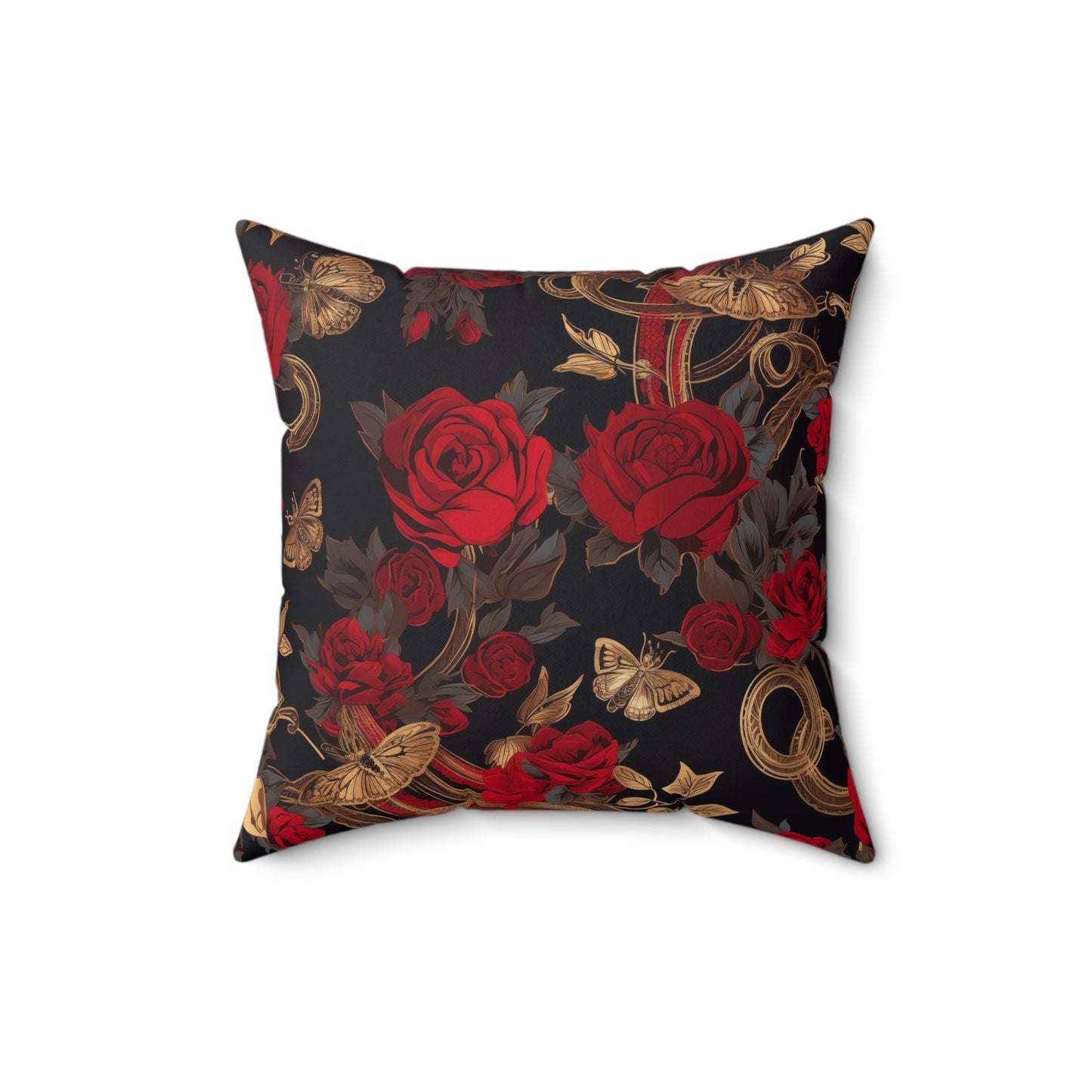 Spun Polyester Square Pillow Red Roses