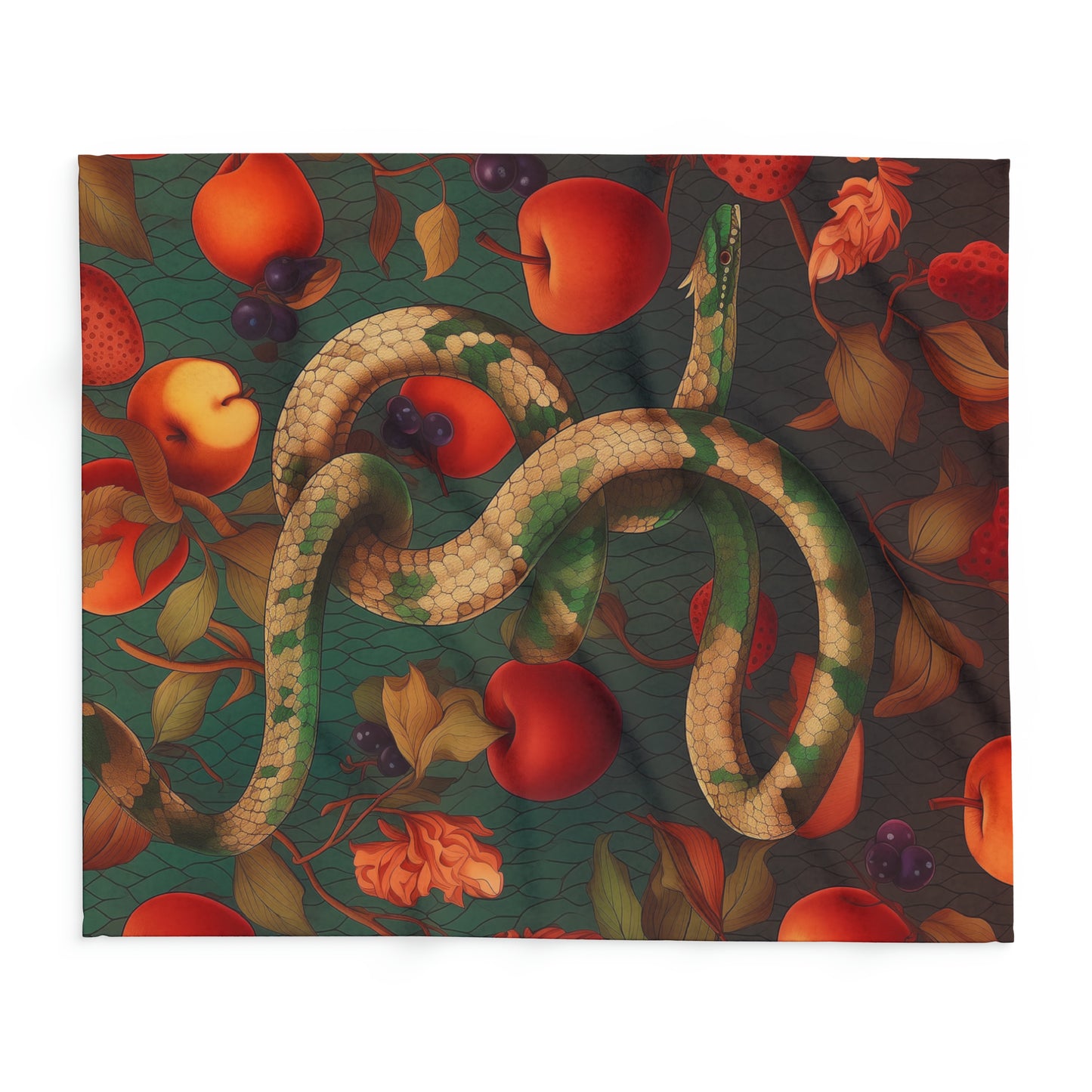 Arctic Fleece Blanket Snake and Apples