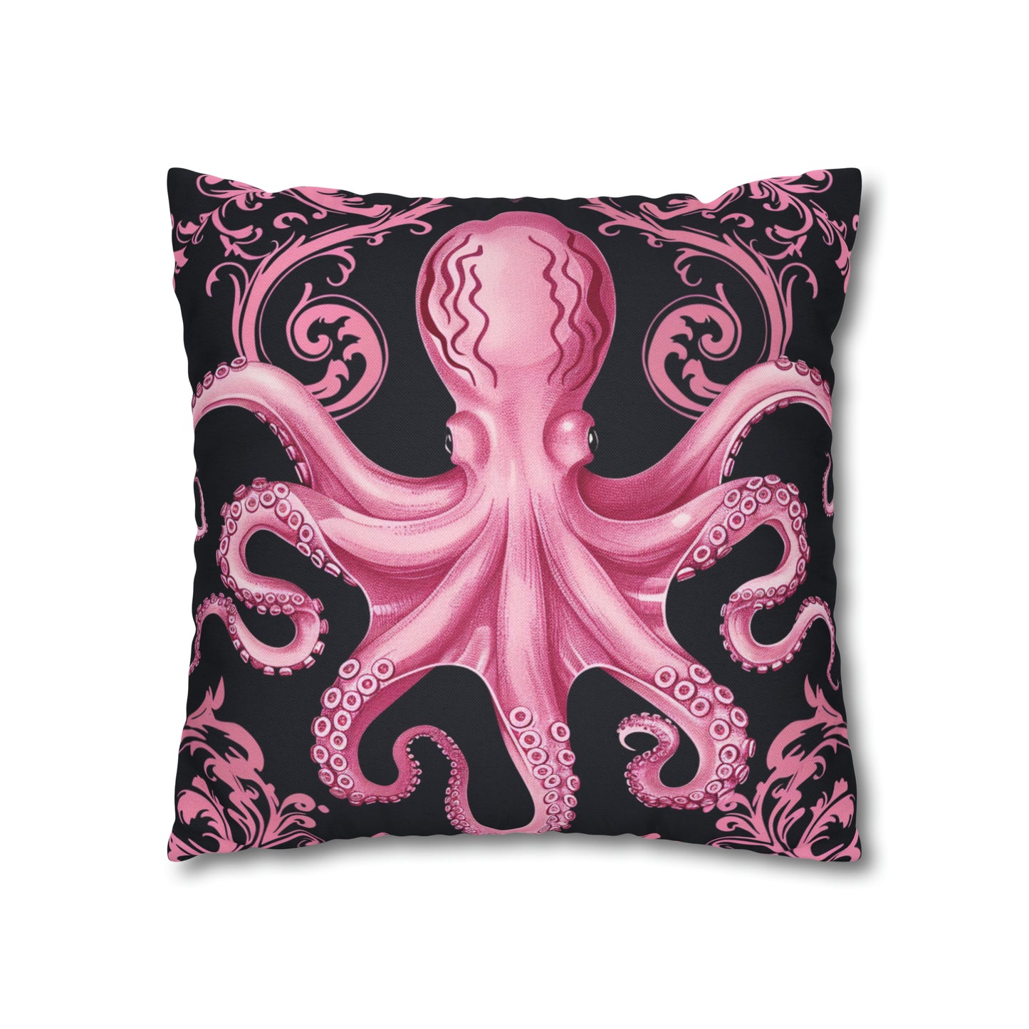 Spun Polyester Square Pillow Pink Octopus