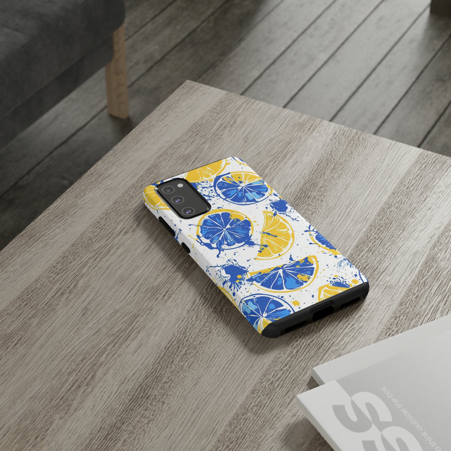 Tough Phone Case Lemon Blue and Yellow