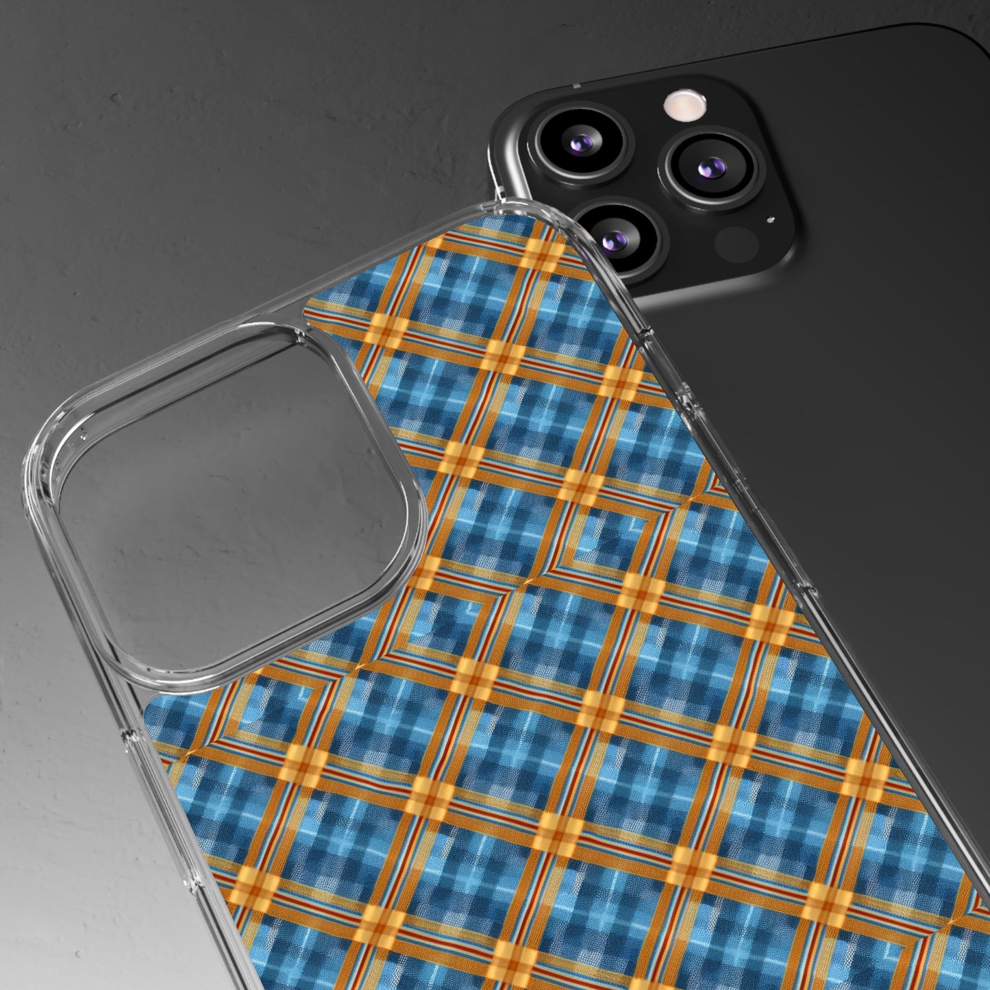 Clear Phone Cases Plaid Design