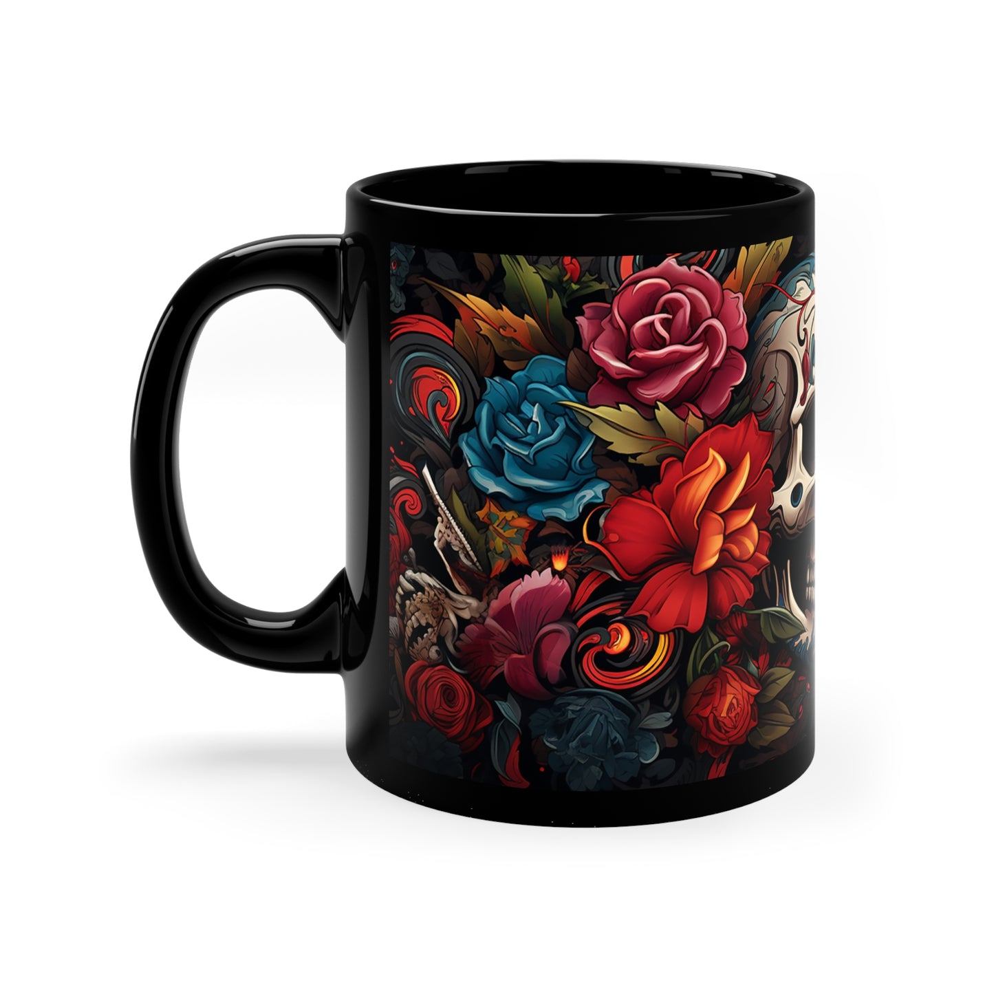 11oz Black Eternal Bloom Skull Mug