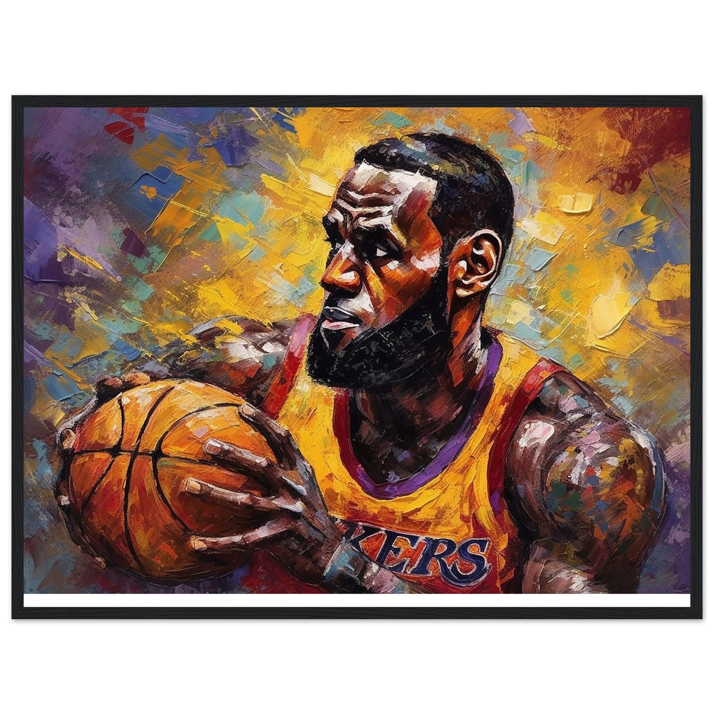 Courtside Majesty Lebron James on Wooden Framed