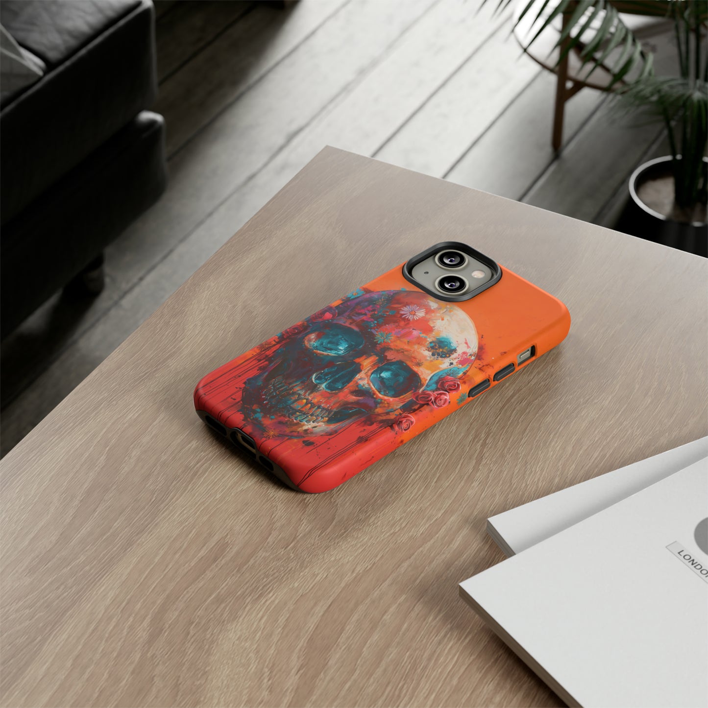 Tough Phone Case Orange Skull