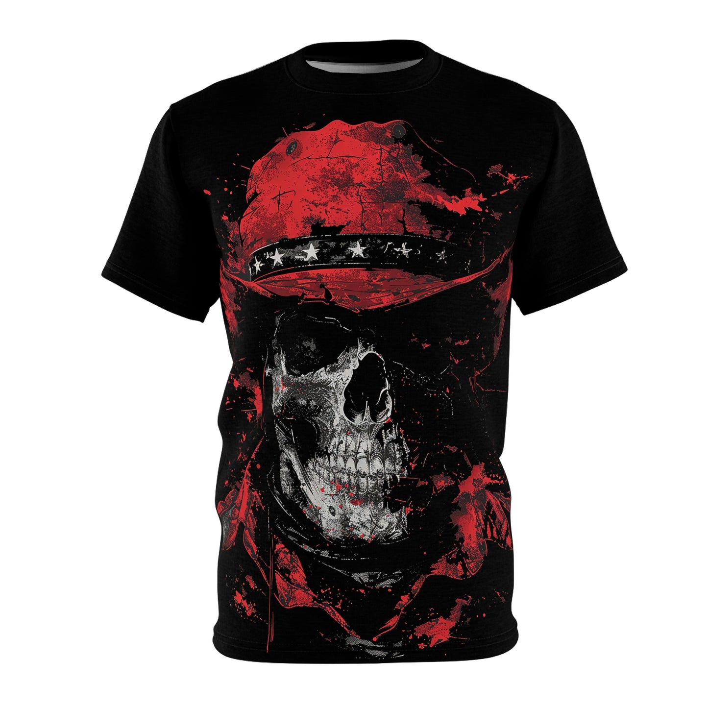 Dark Red Hat Skull Graphic Tee