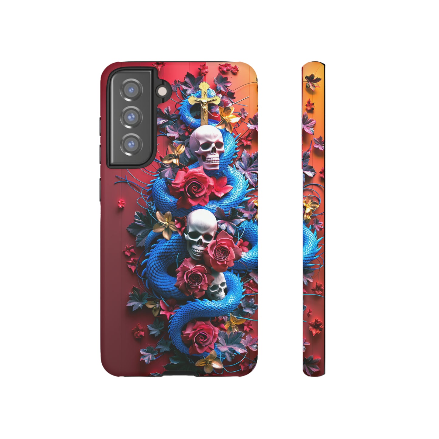 Tough Phone Case Skull and Snake